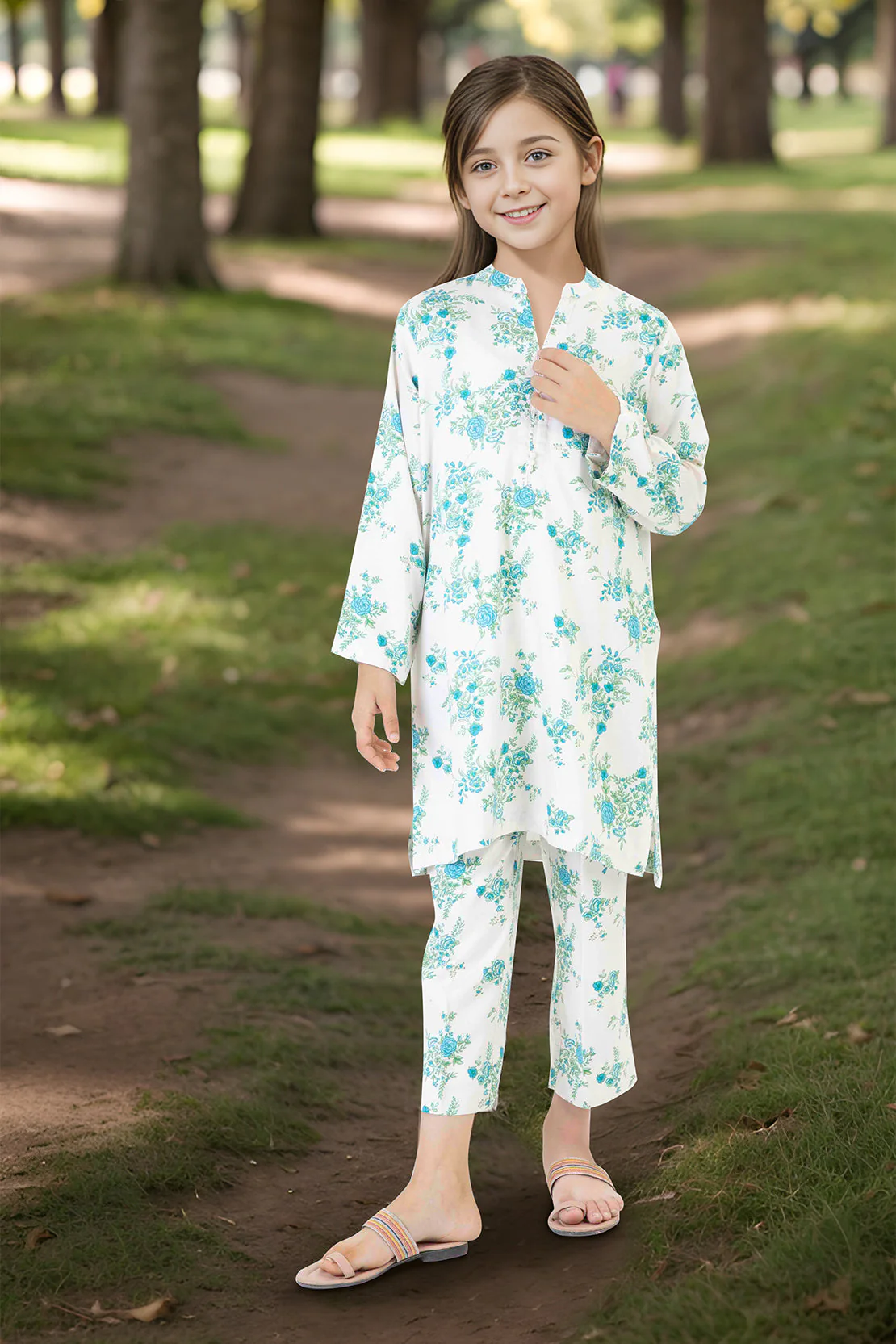 Stitched Viscose Twill Shirt/Trouser For Kids - Image 2