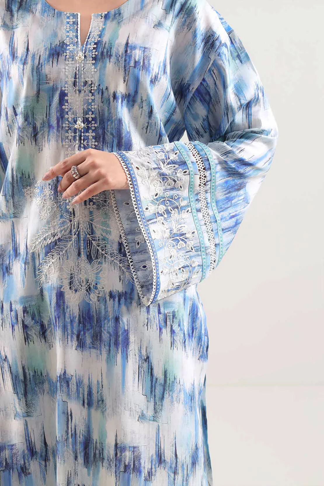 Un-Stitched Printed Embroidered Cotton Tencel 3 Piece - Image 4