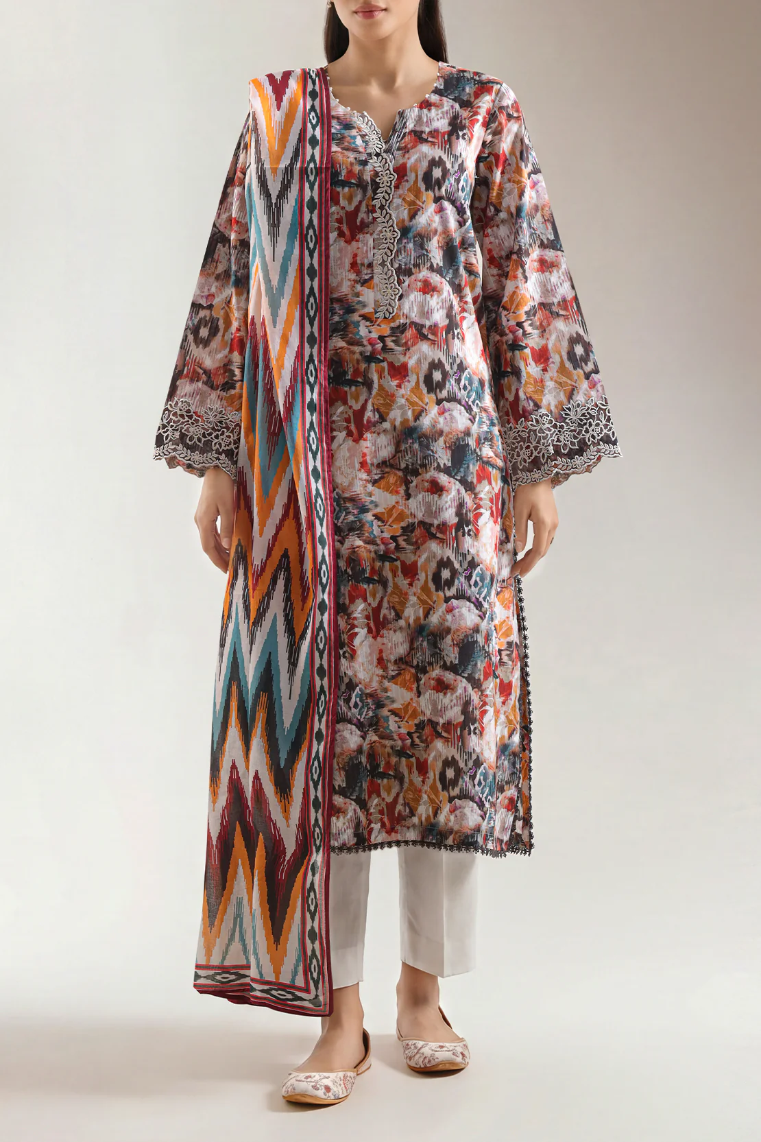 Un-Stitched Printed Embroidered Cotton Tencel 3 Piece