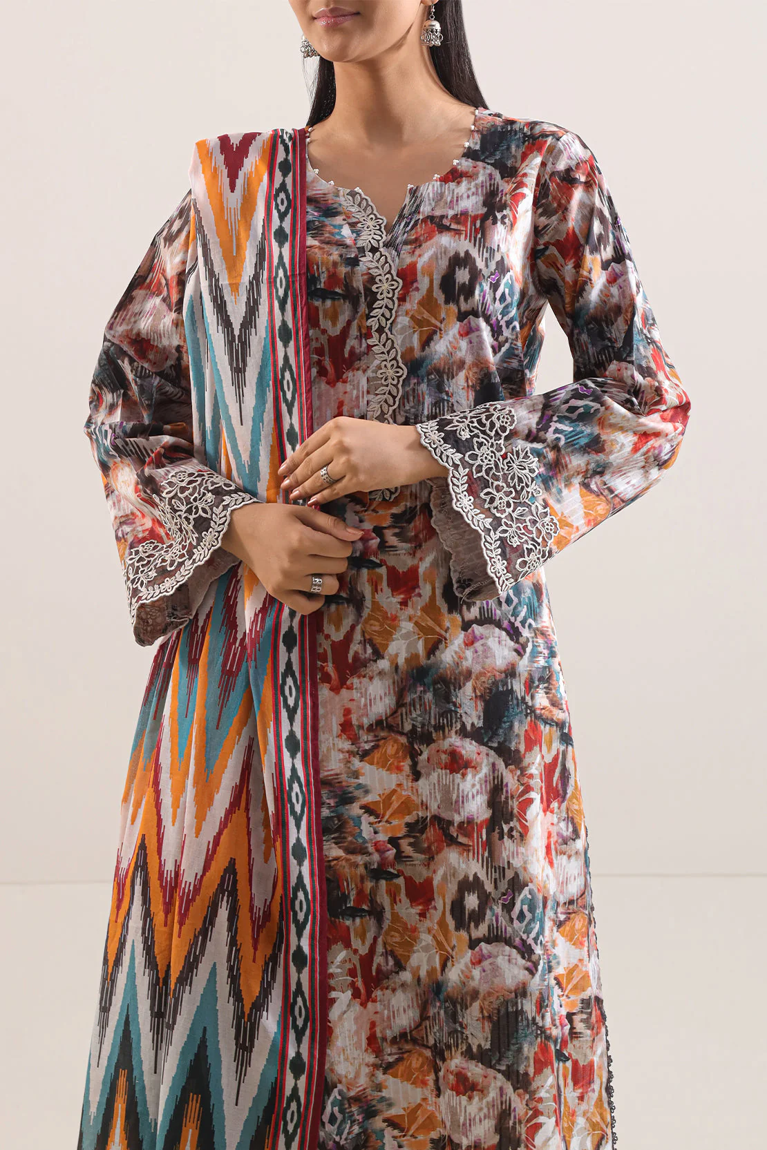 Un-Stitched Printed Embroidered Cotton Tencel 3 Piece - Image 3