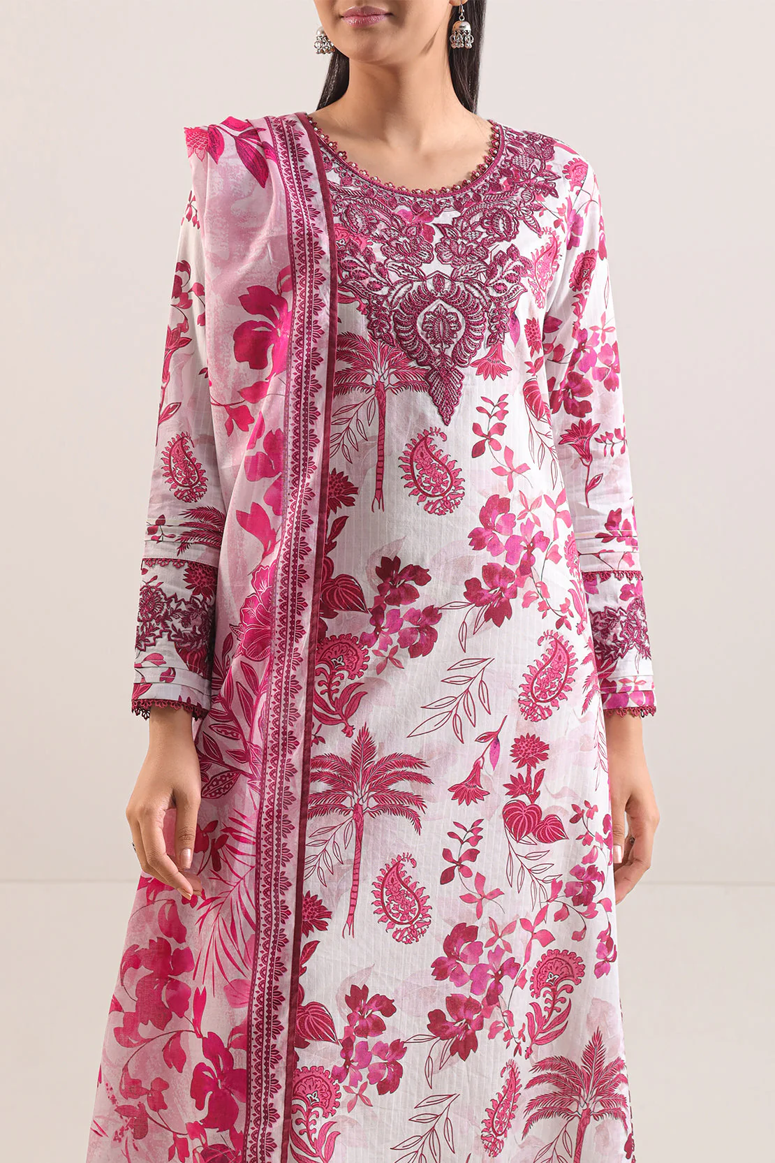 Un-Stitched Printed Embroidered Cotton Tencel 3 Piece - Image 3