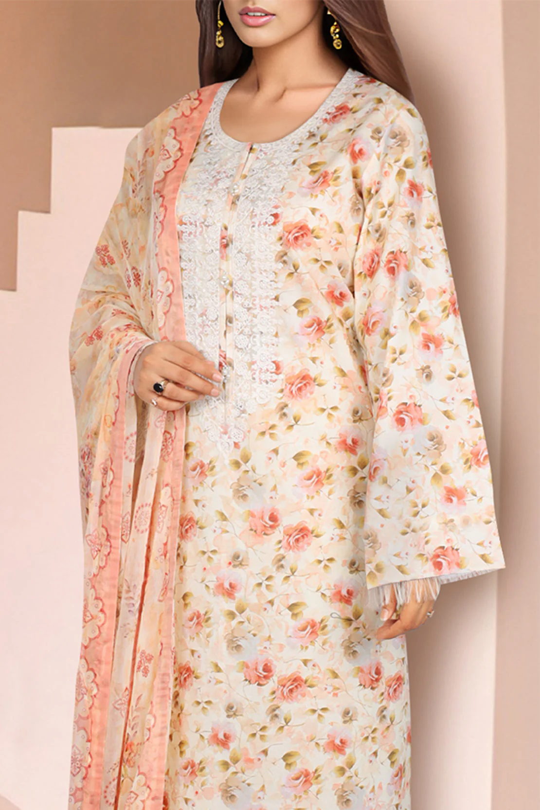 Un-Stitched Printed Embroidered Lawn 2 Piece (Shirt/Trouser) - Image 2