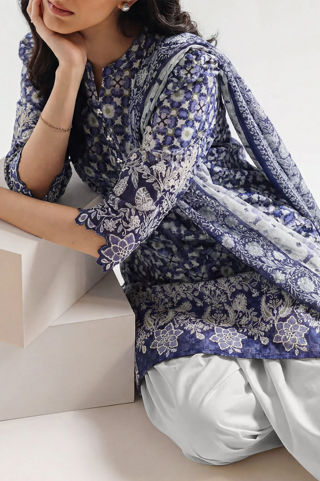 Unstitched Printed Lawn 2 Piece (Shirt/Dupatta)