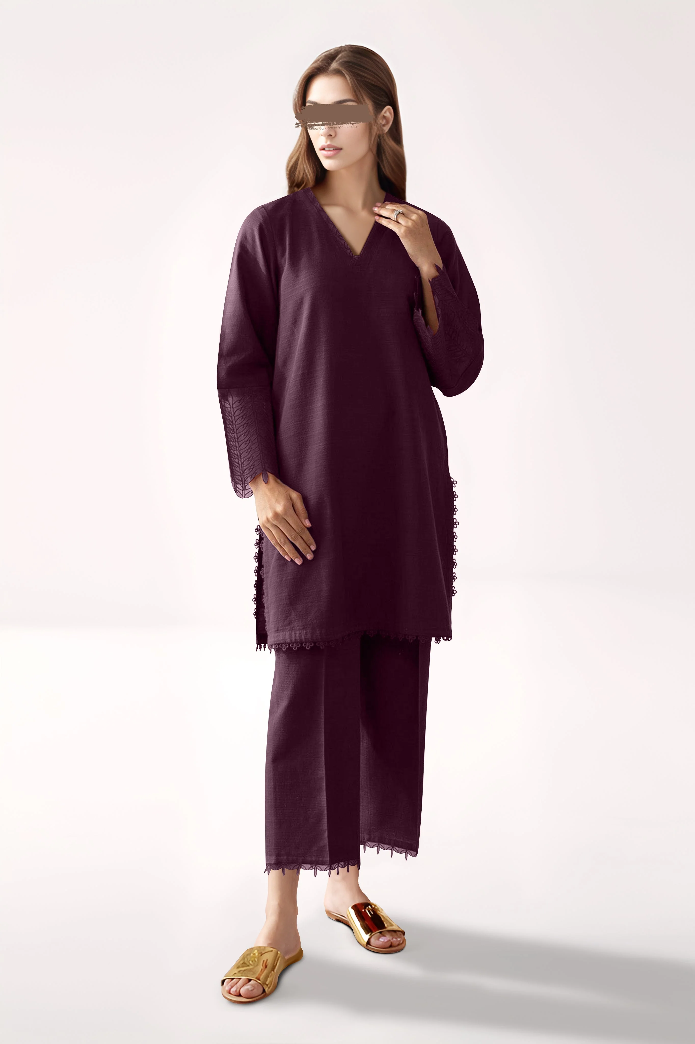 Unstitched Cotton Dyed Trouser Fabric