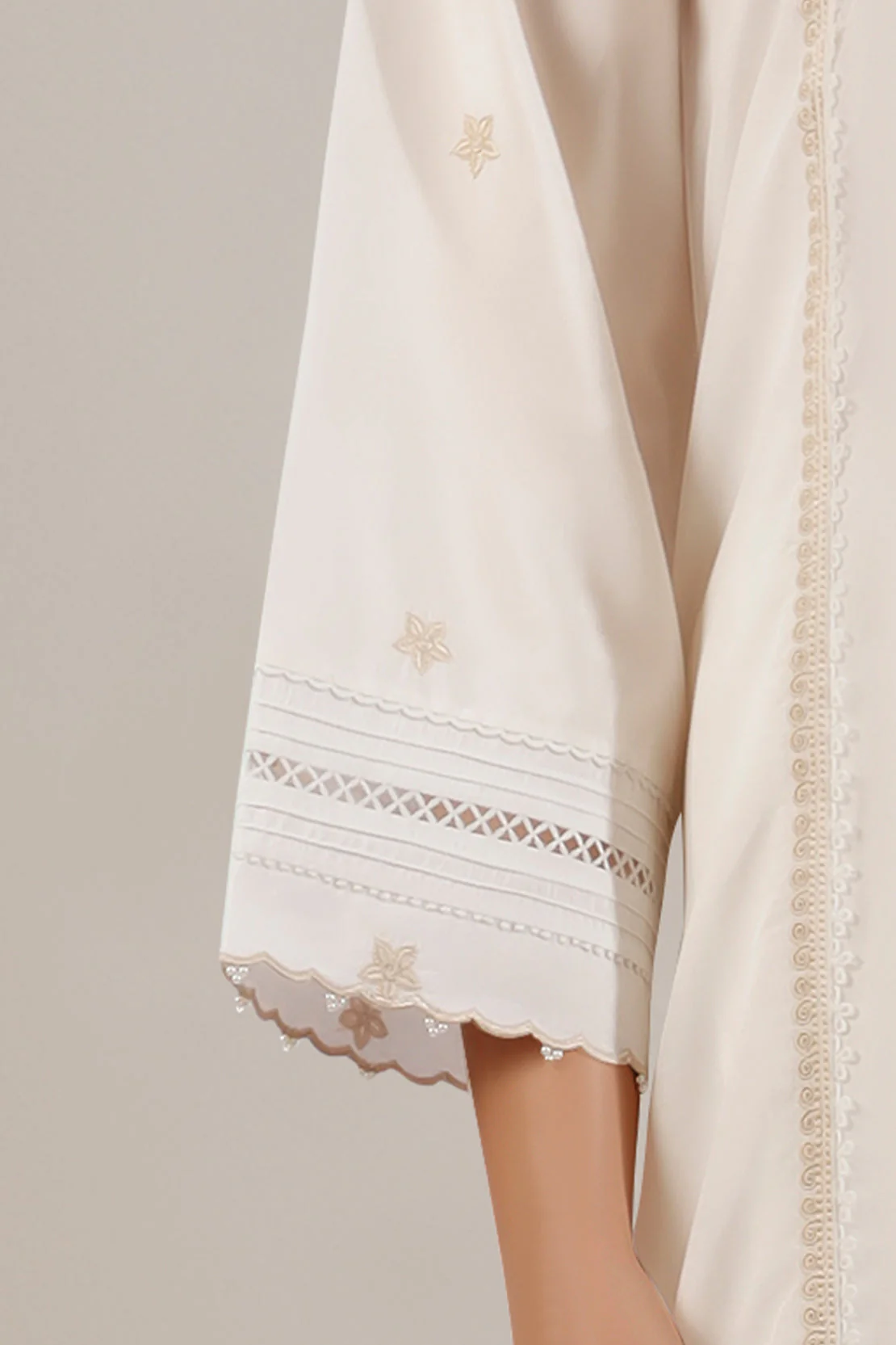 Unstitched Cotton Filament Solid Embroidered 3 Piece - Image 3