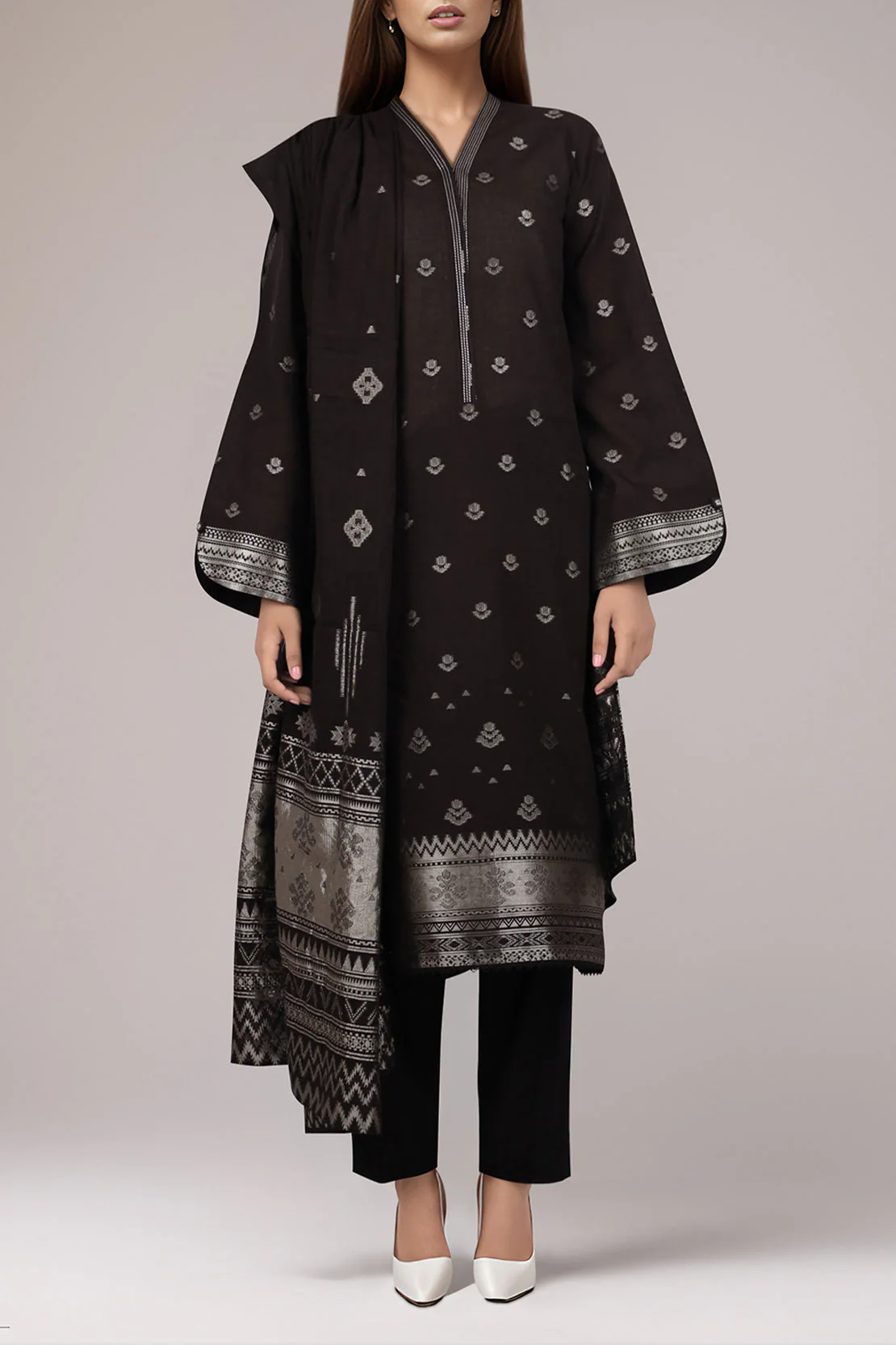 Unstitched Cotton Jacquard 2 Piece (Shirt/Dupatta)