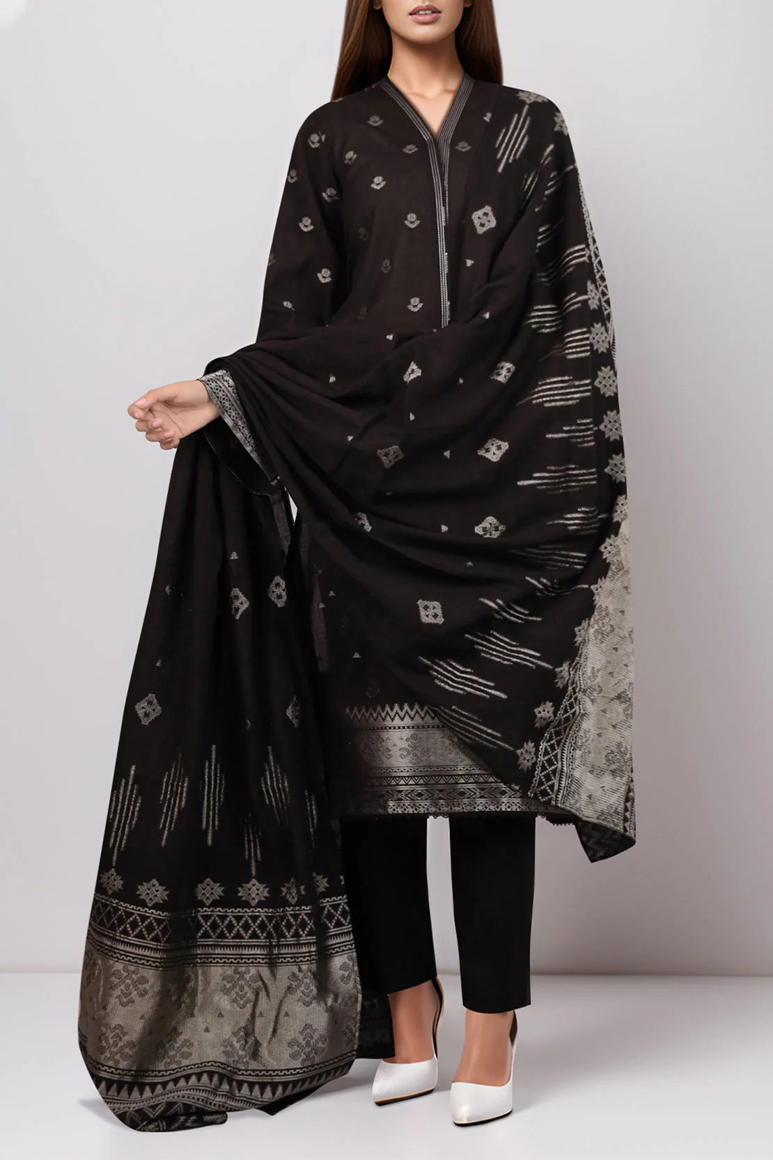 Unstitched Cotton Jacquard 2 Piece (Shirt/Dupatta) - Image 2