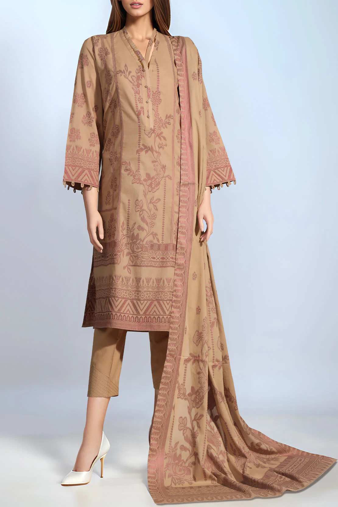 Unstitched Cotton Jacquard 2 Piece (Shirt/Dupatta)