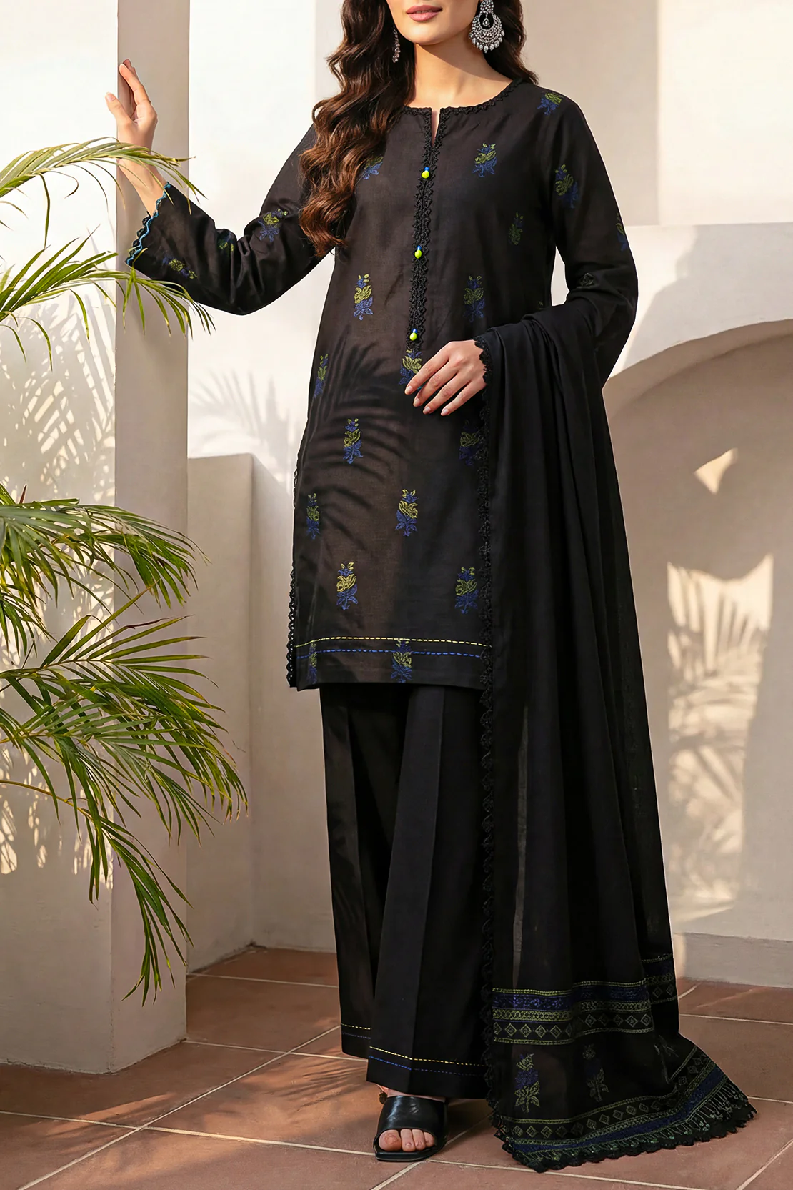 Unstitched Cotton Jacquard 3 Piece
