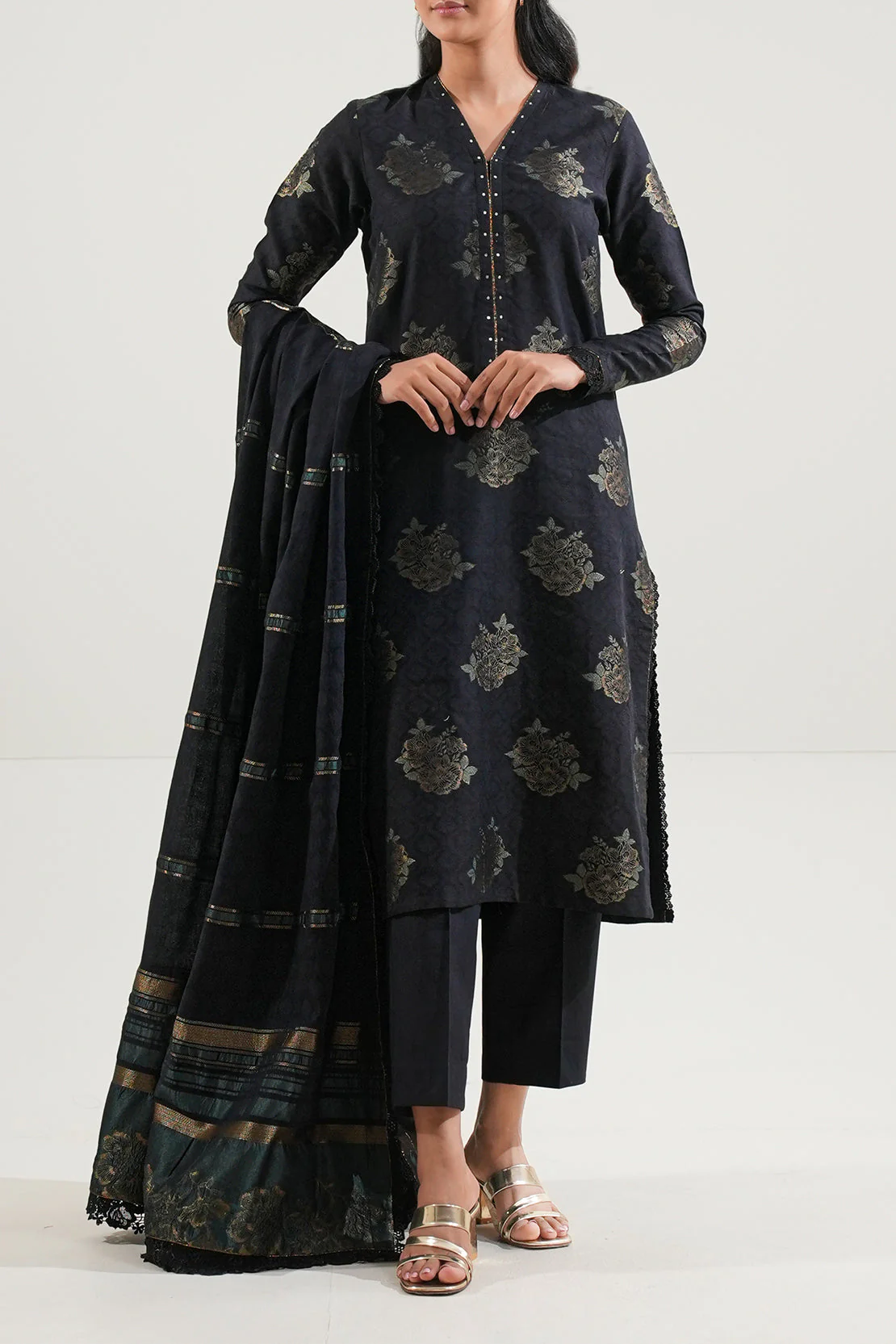 Unstitched Cotton Jacquard 3 Piece