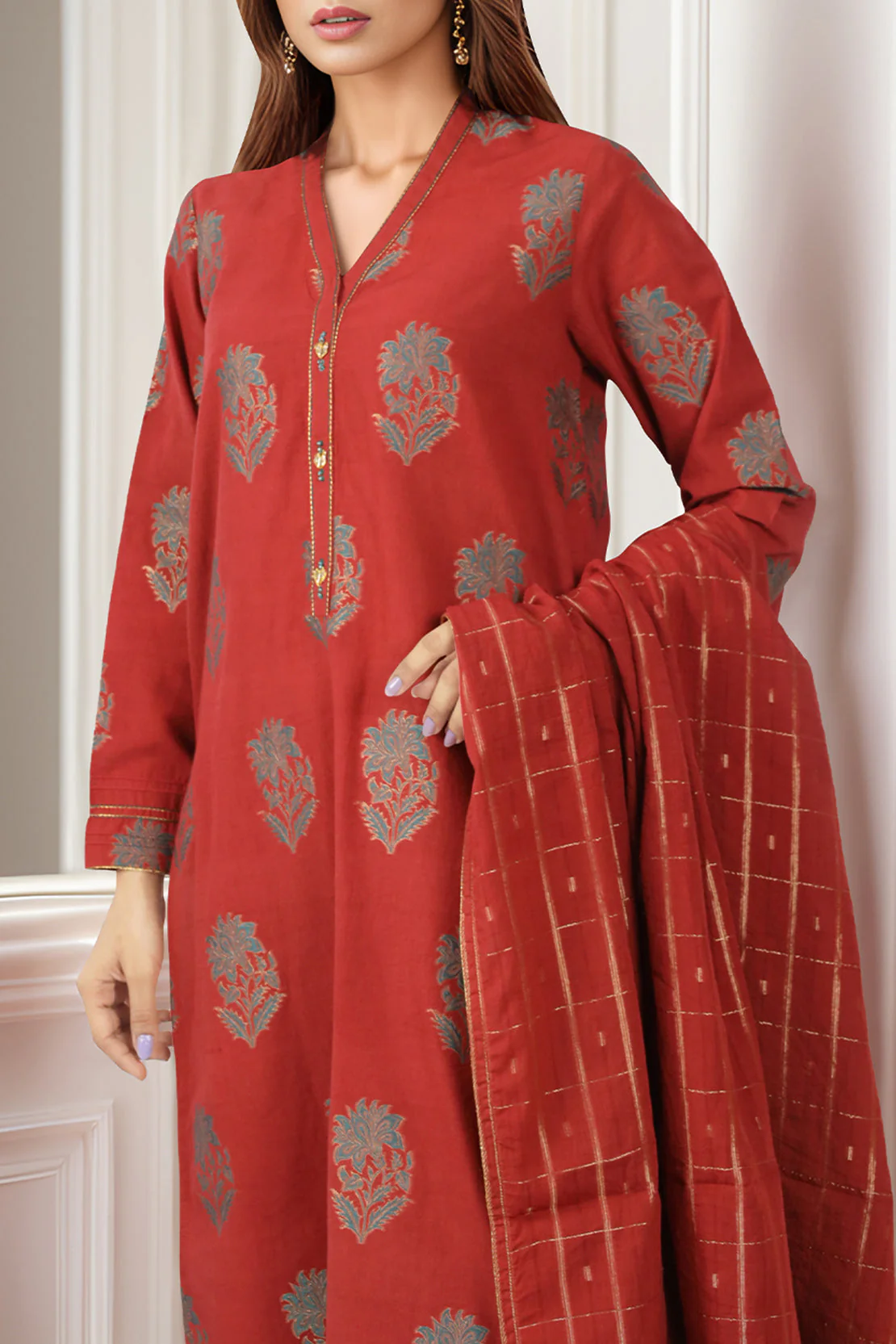 Unstitched Cotton Jacquard 3 Piece - Image 2