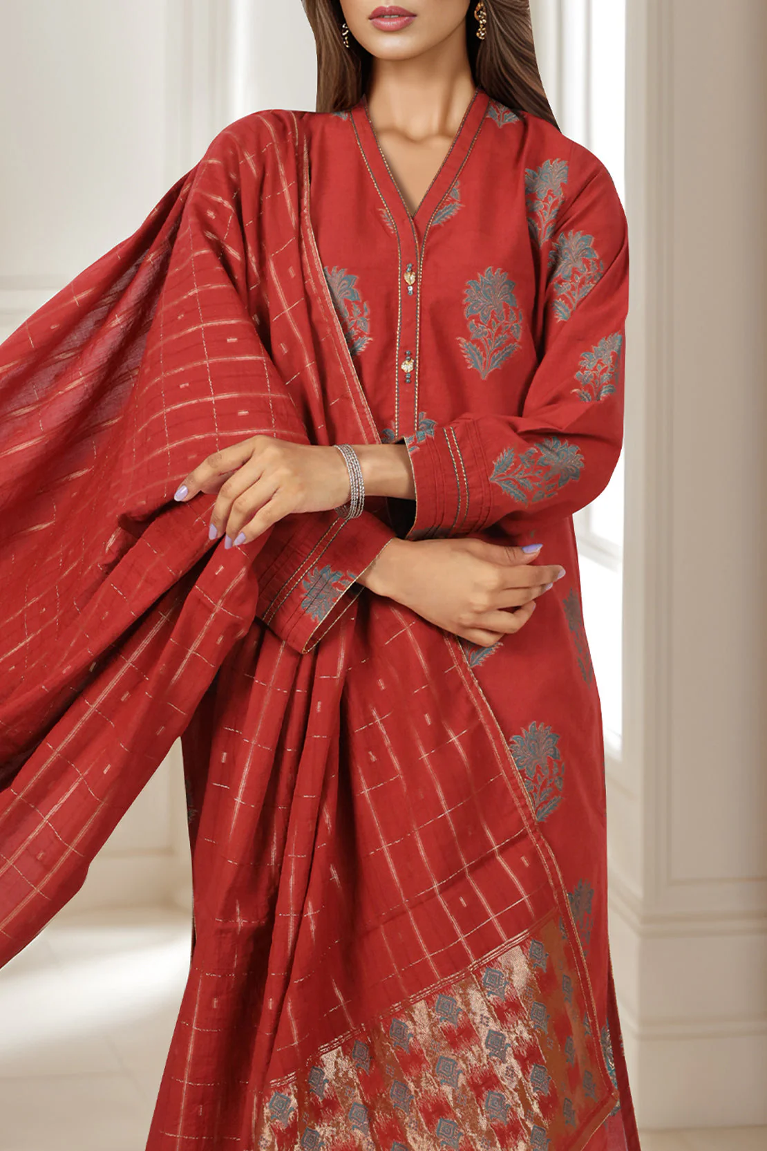 Unstitched Cotton Jacquard 3 Piece - Image 3