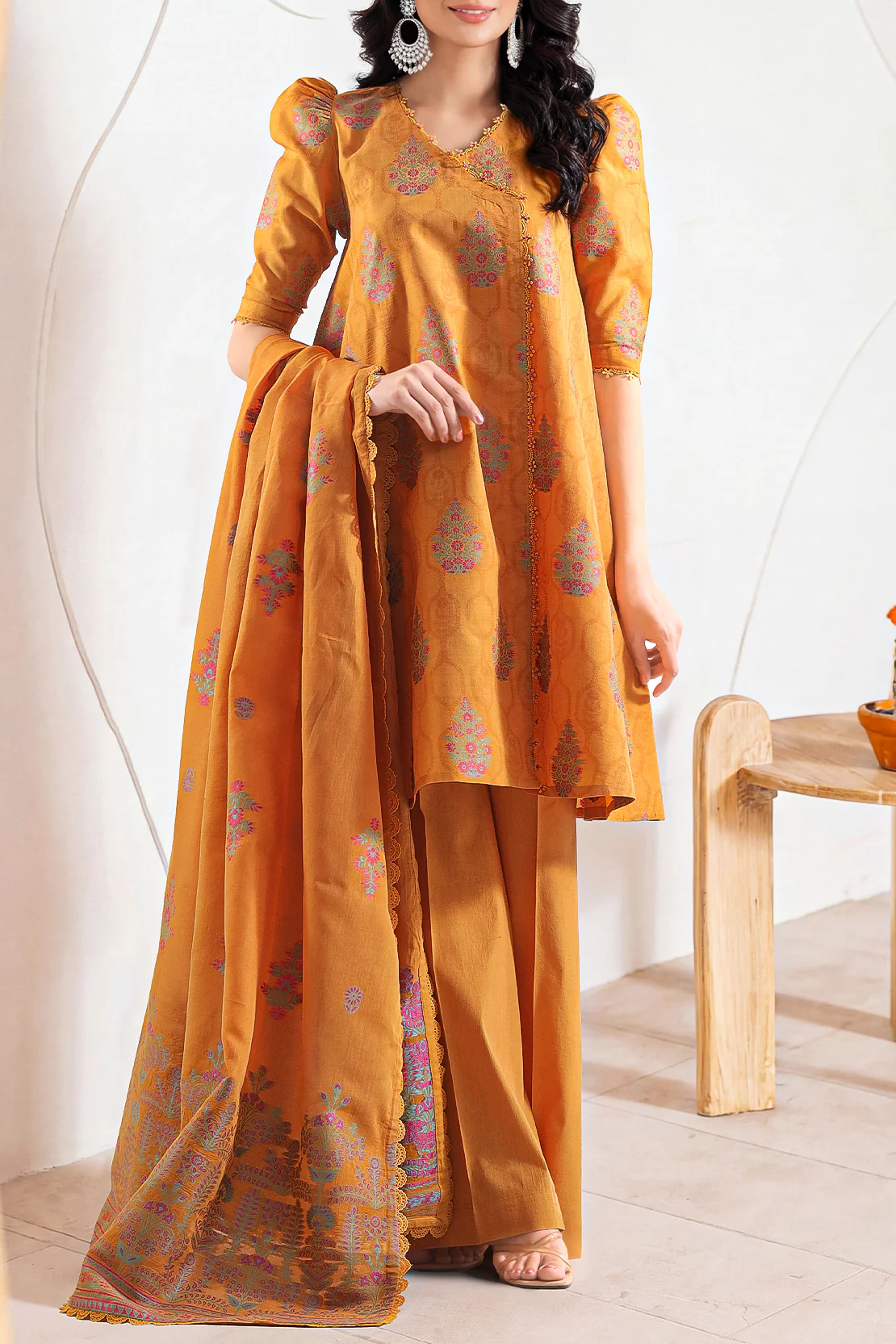Unstitched Cotton Jacquard 3 Piece