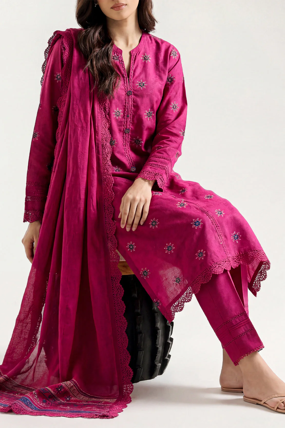 Unstitched Cotton Jacquard 3 Piece