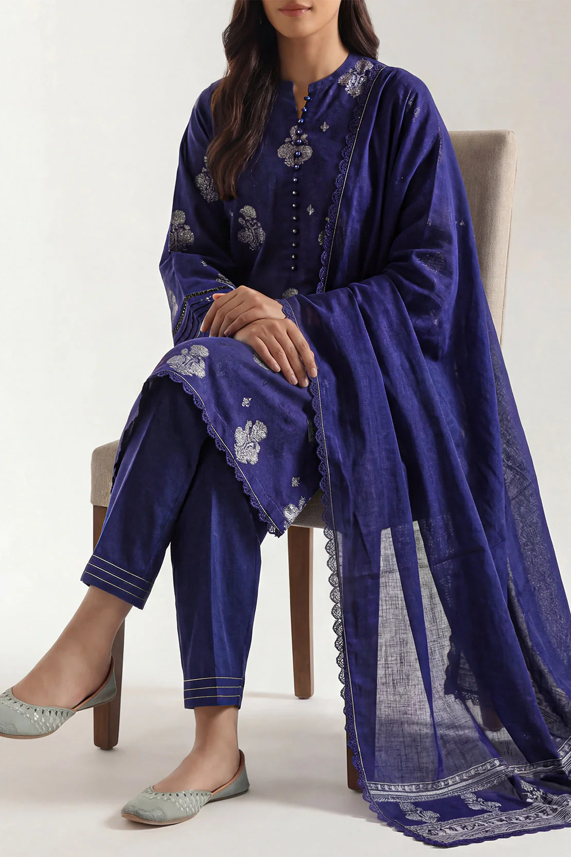 Unstitched Cotton Jacquard 3 Piece