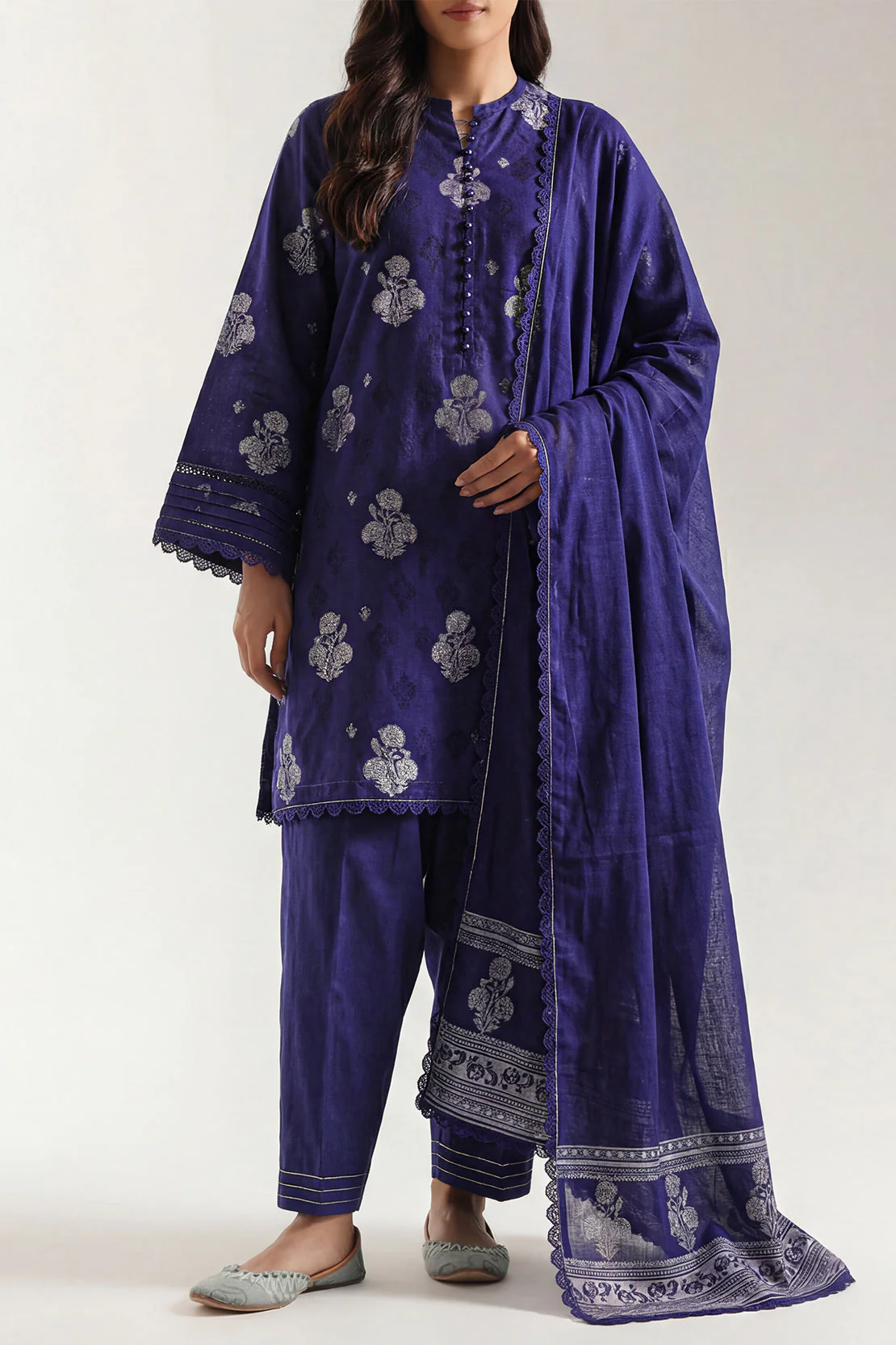 Unstitched Cotton Jacquard 3 Piece - Image 2