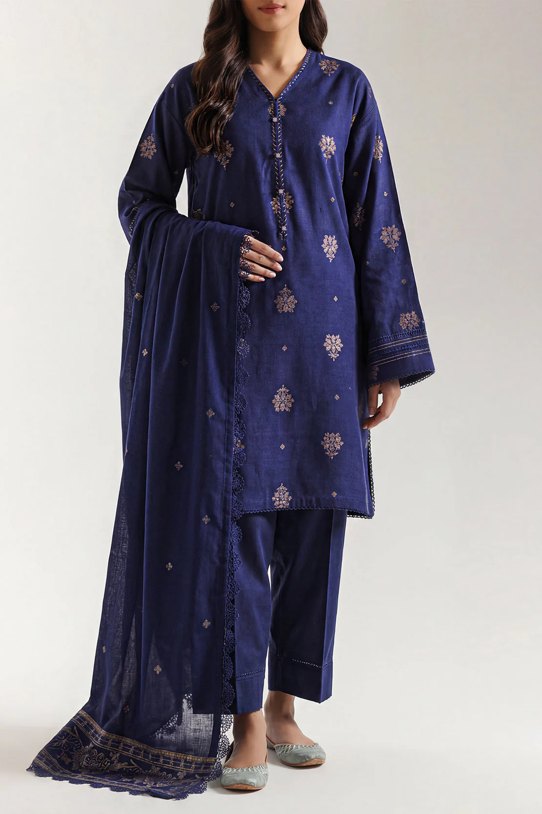 Unstitched Cotton Jacquard 3 Piece - Image 2