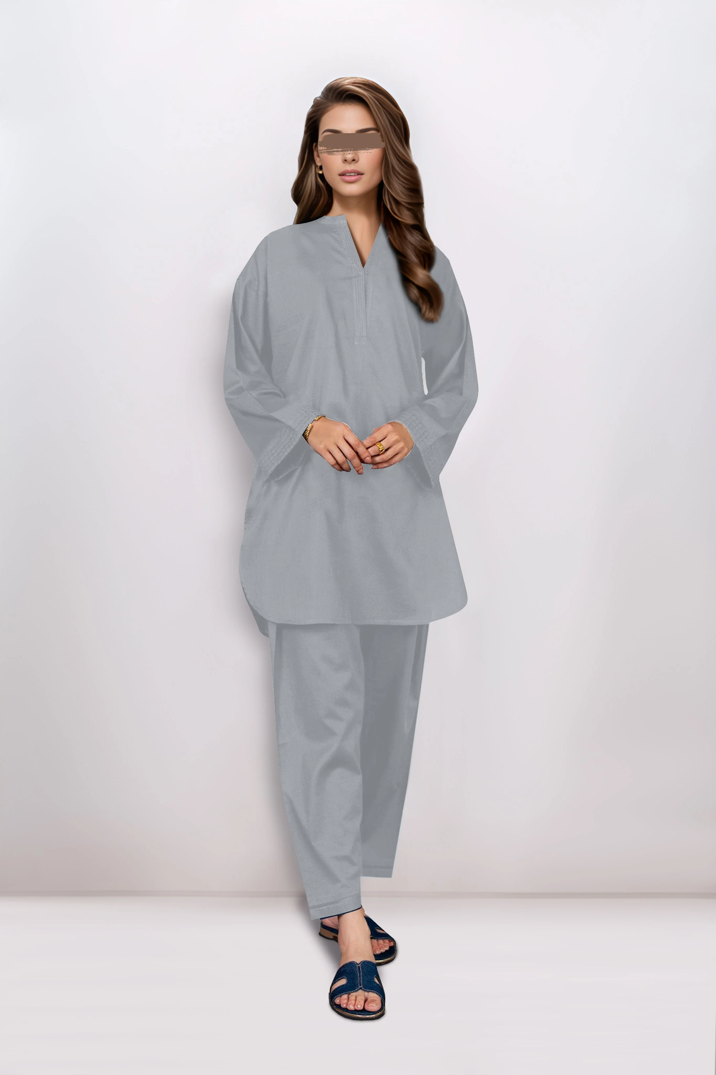 Unstitched Cotton Dyed Trouser Fabric