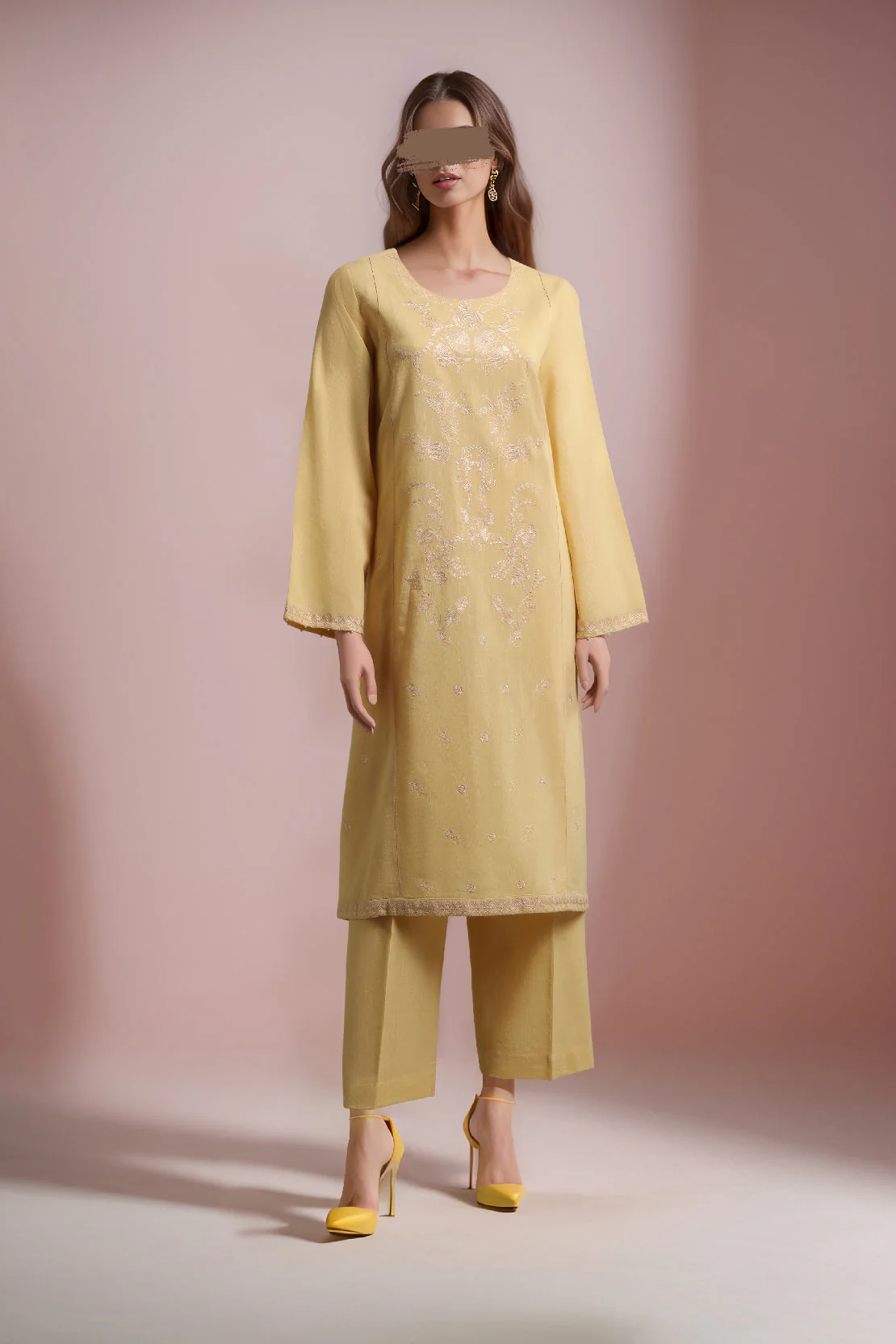 Unstitched Cross Hatch Embroidered Shirt Embroidered