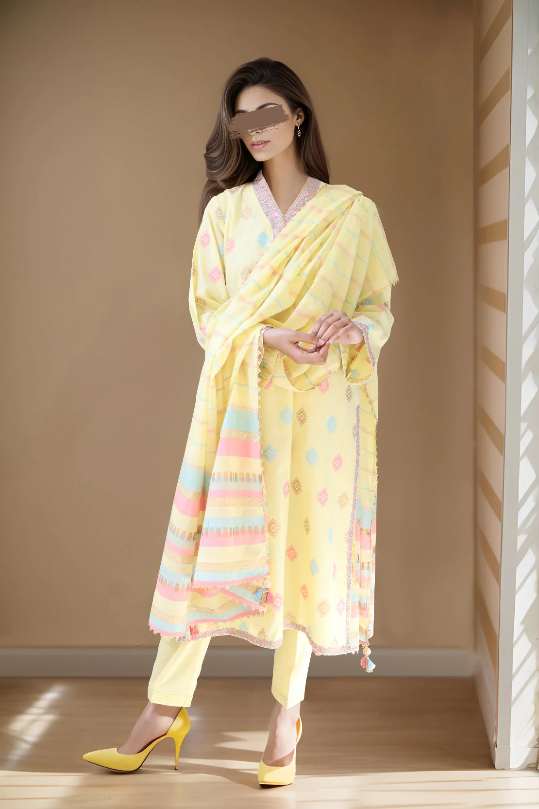 Unstitched Embroidered Jacquard Cotton 3 Piece