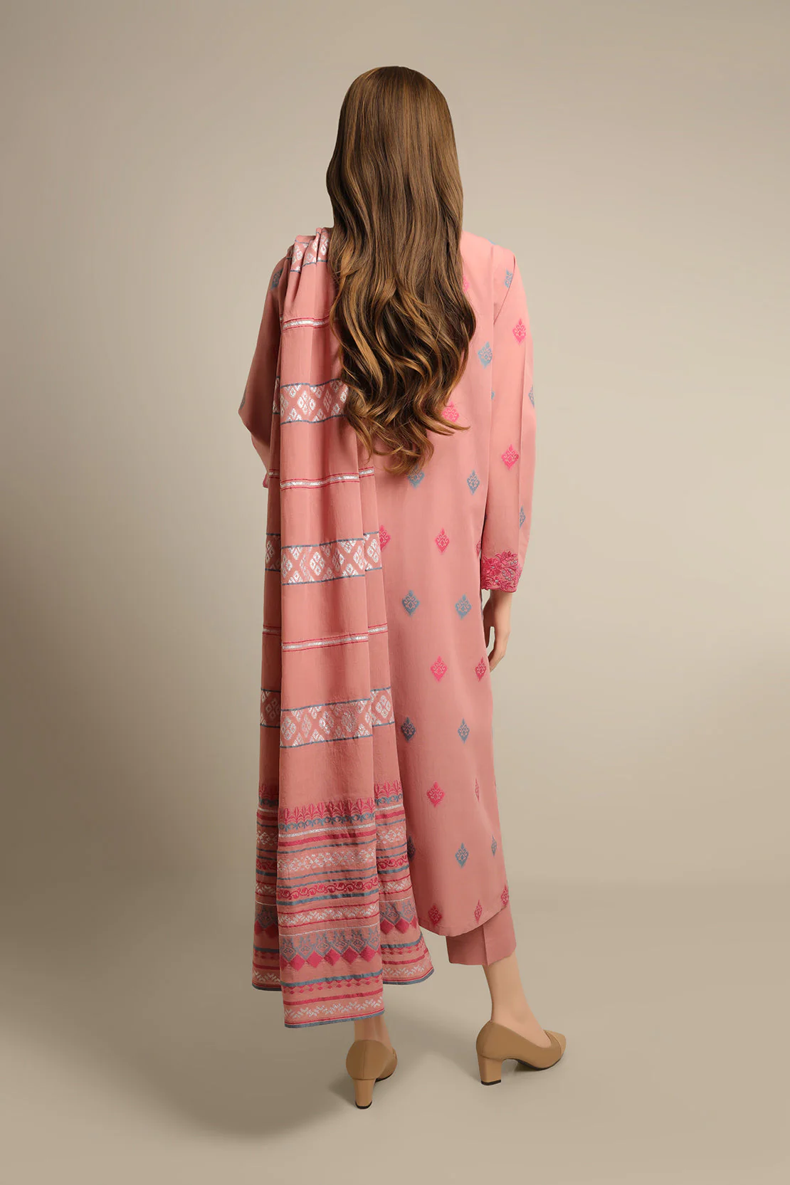 Unstitched Embroidered Jacquard Cotton 3 Piece - Image 2