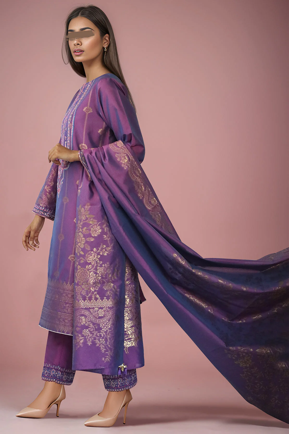 Unstitched Embroidered Jacquard Cotton 3 Piece - Image 2