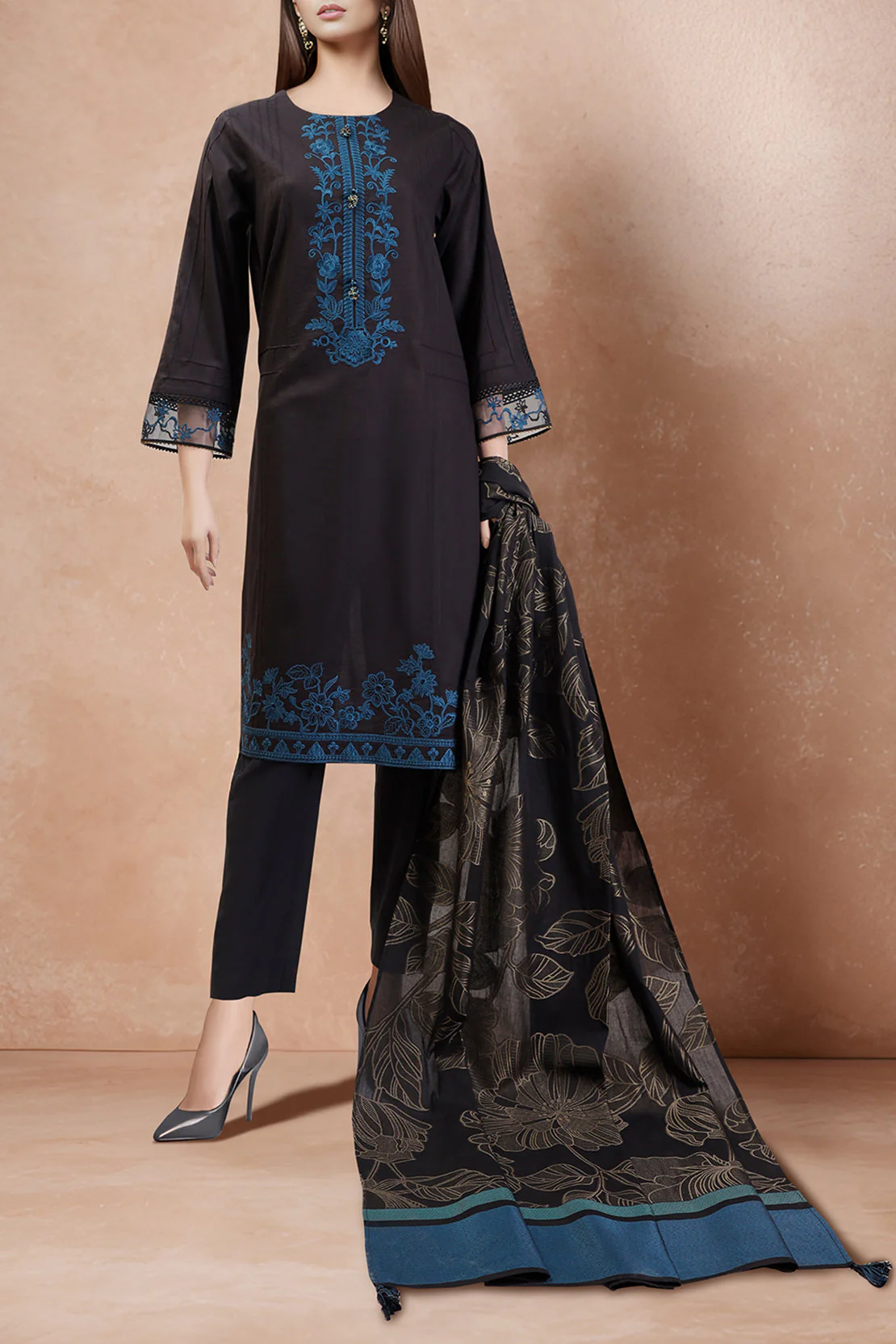 Unstitched Emb Jacquard Cotton 3 Piece - Image 2