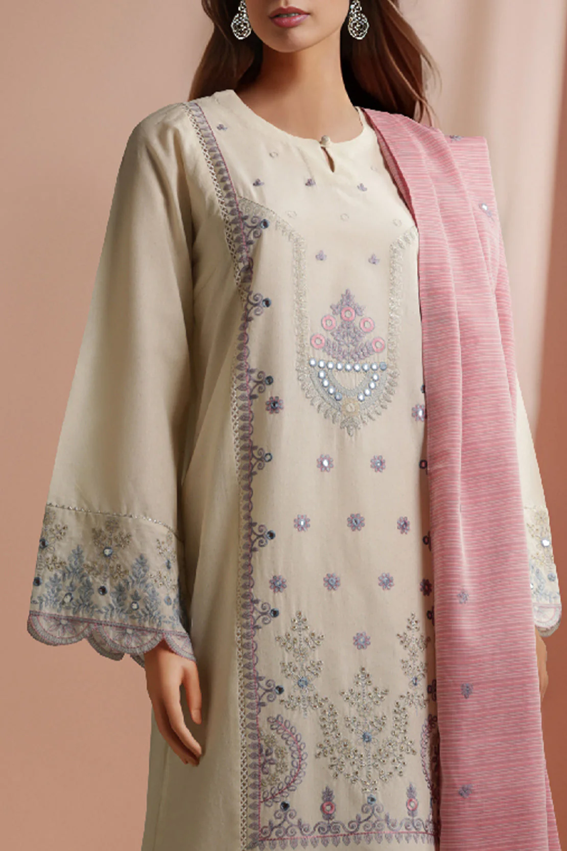Unstitched Embroidered Self Jacquard 3 Piece