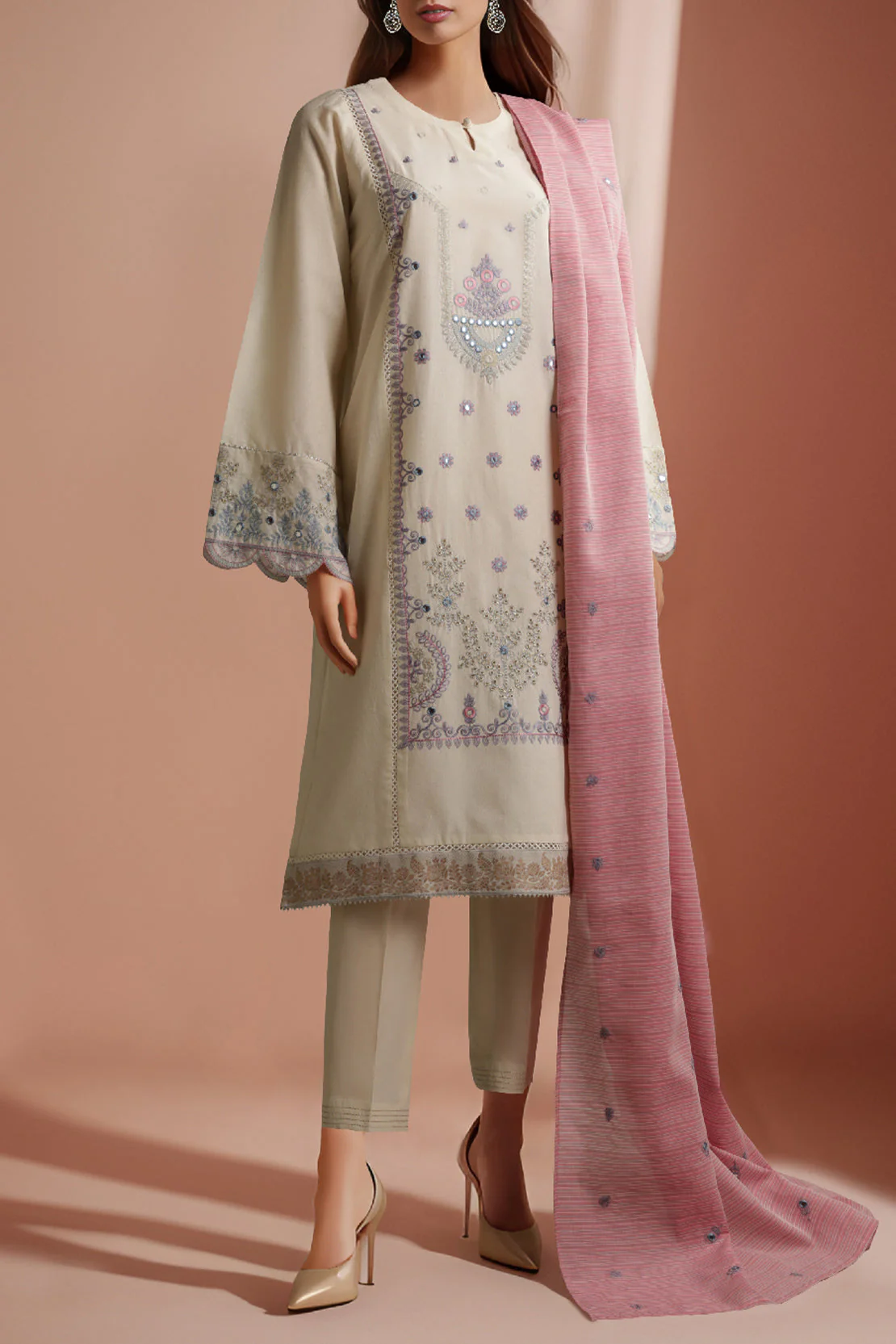 Unstitched Embroidered Self Jacquard 3 Piece - Image 2