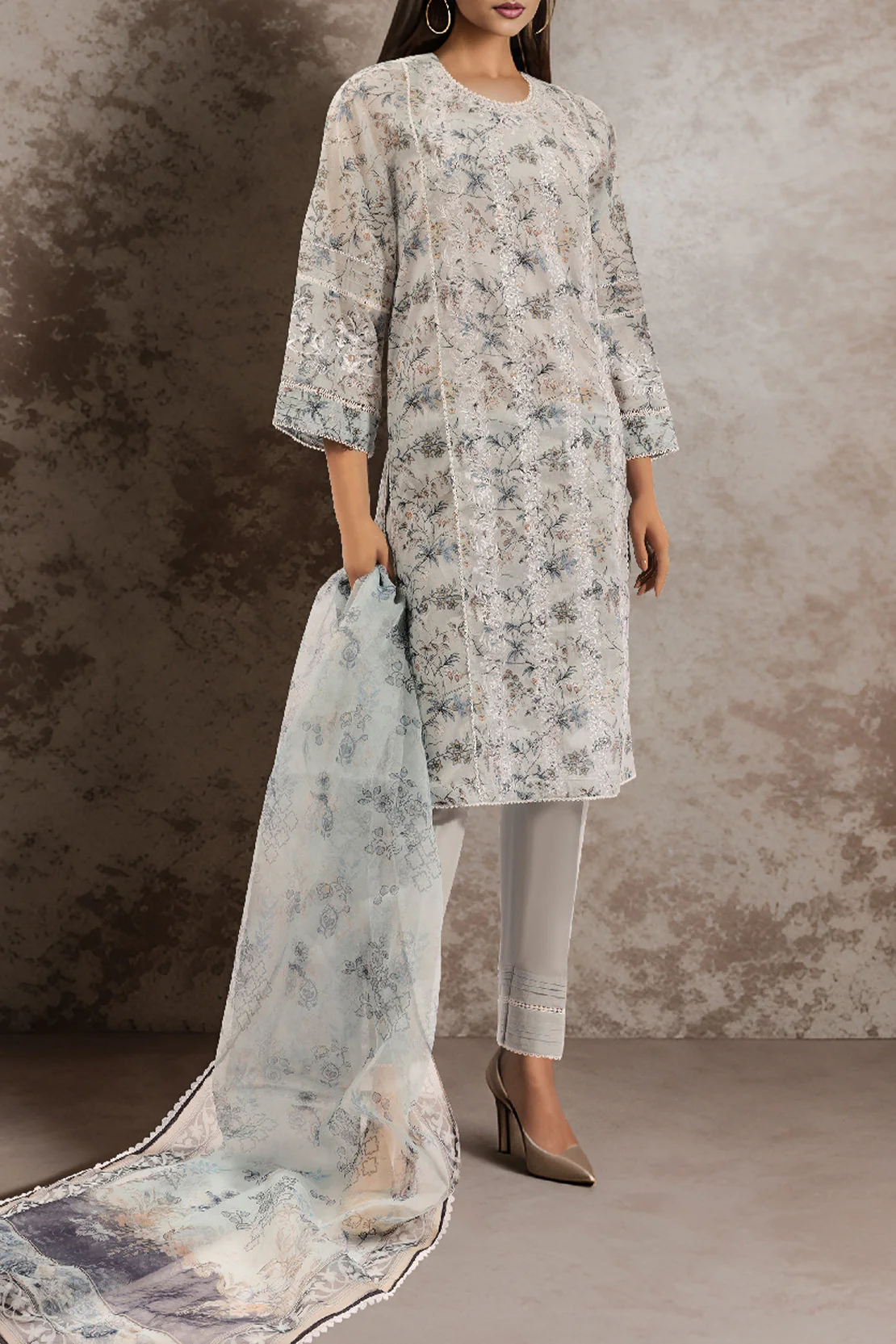 Unstitched Emb Self Jacquard 3 Piece - Image 2