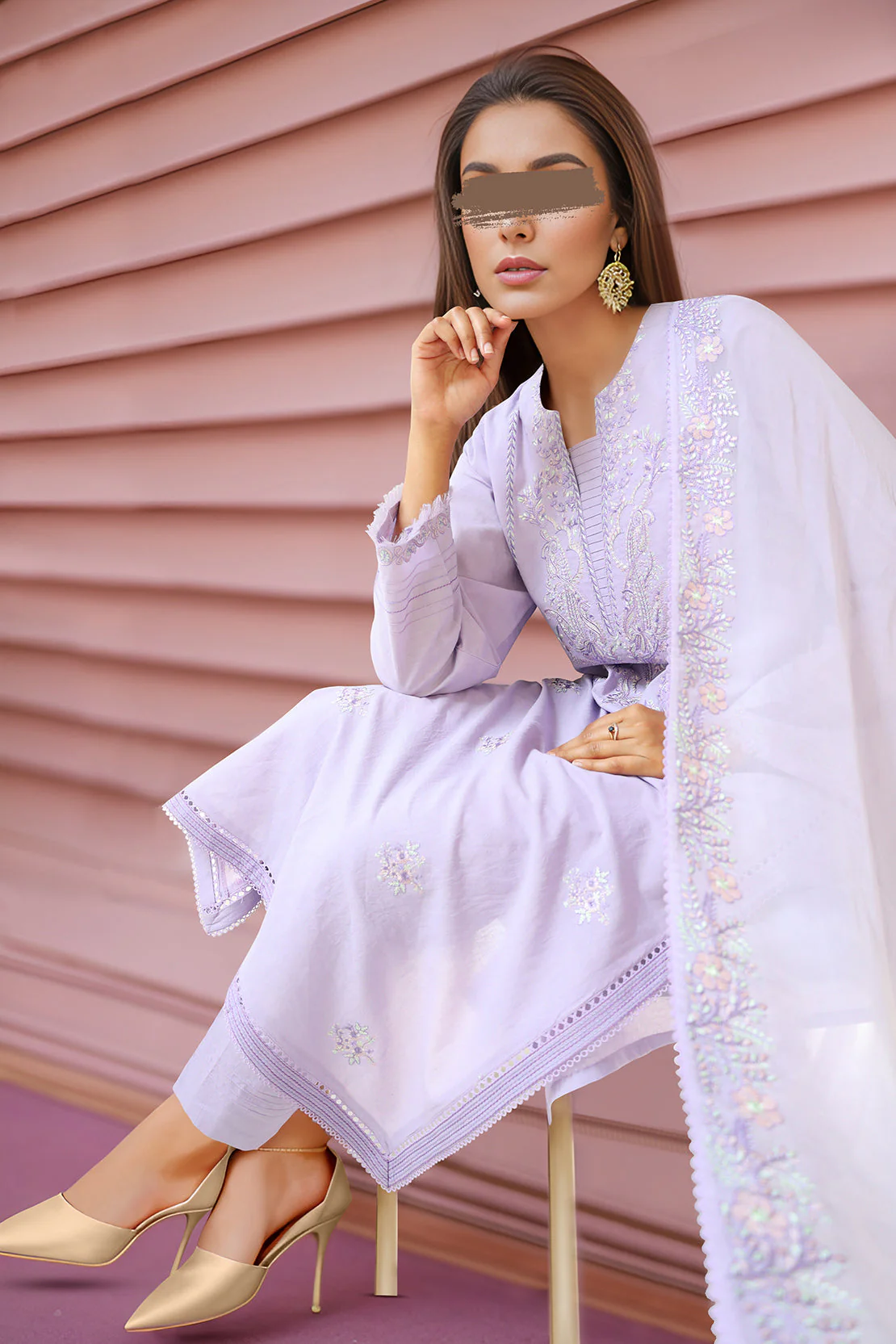 Unstitched Embroidered Cambric 2 Piece (shirt/trouser) - Image 2