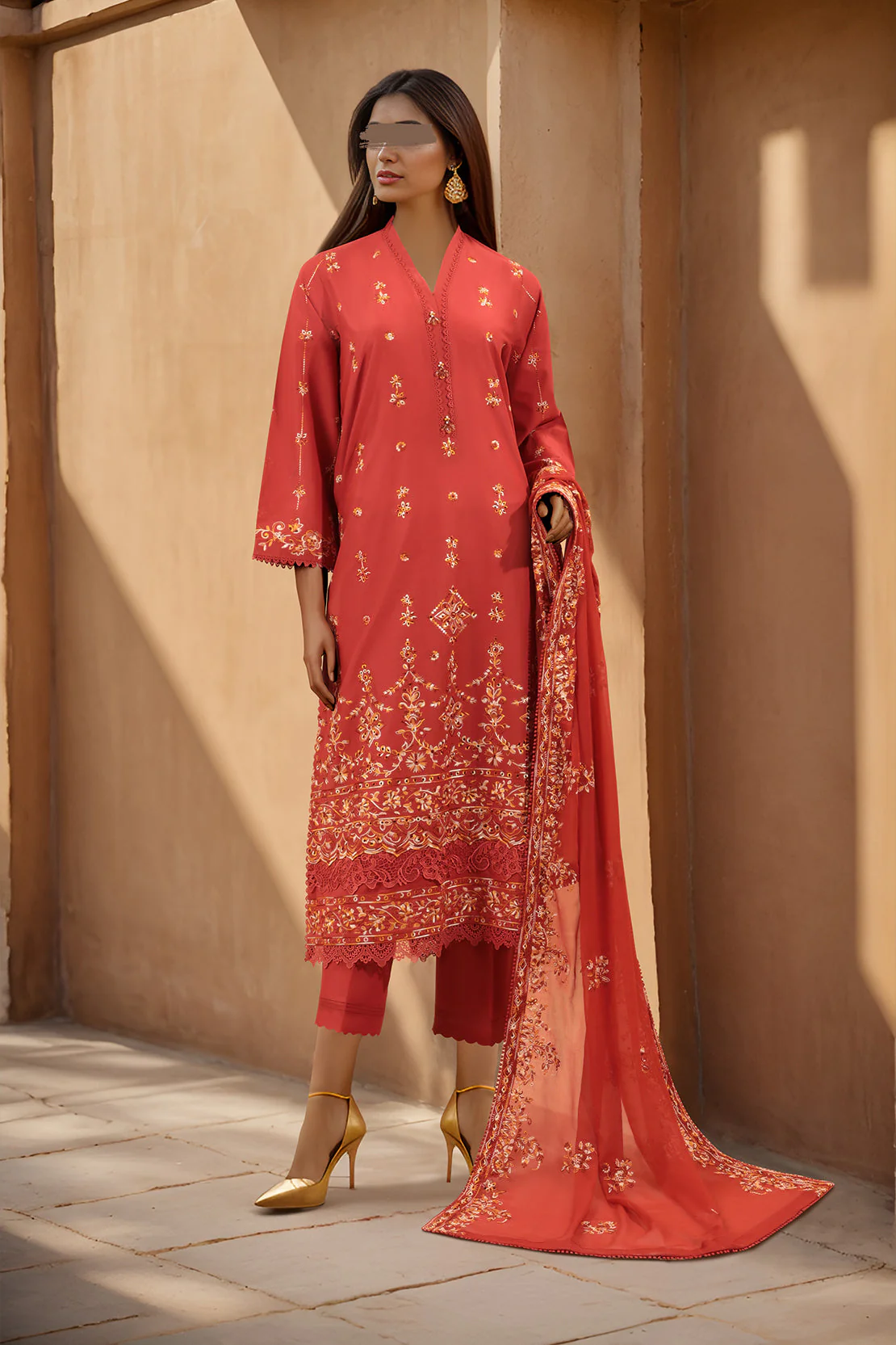 Unstitched Embroidered Cambric 2 Piece (shirt/trouser)