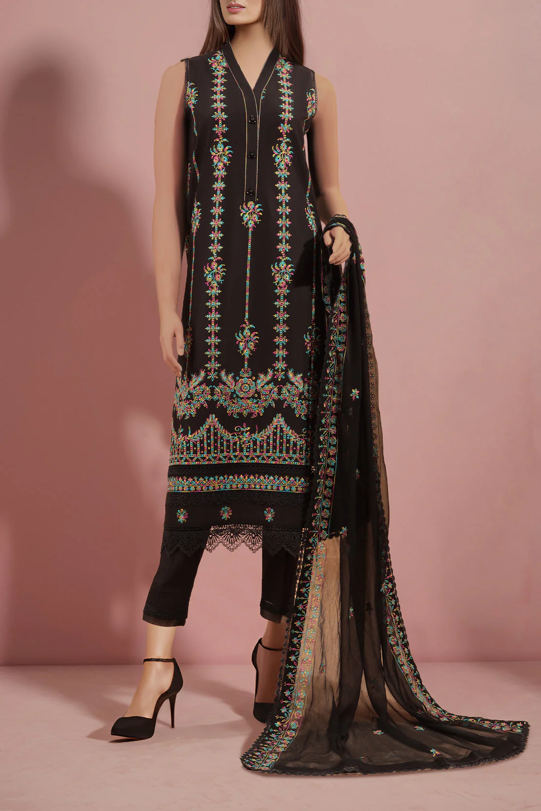 Unstitched Embroidered Cambric 2 Piece (Shirt/Trouser) - Image 2