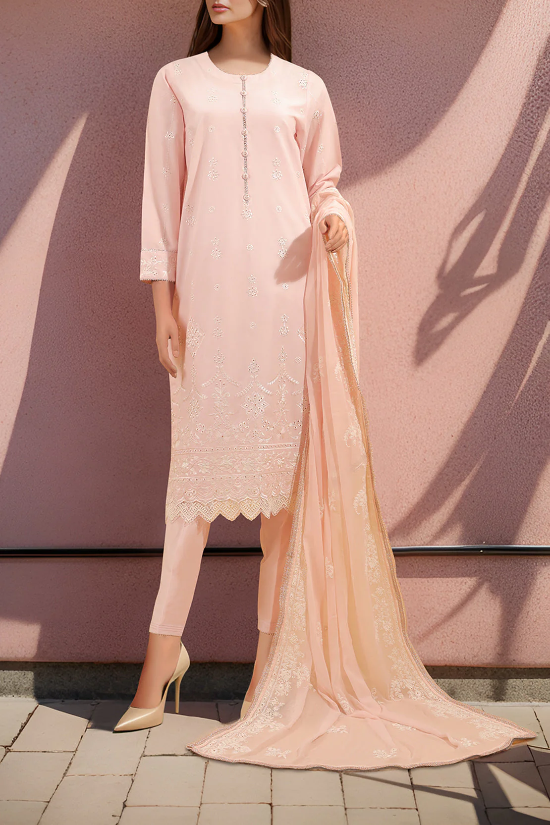 Unstitched Embroidered Cambric 2 Piece (shirt/trouser) - Image 2