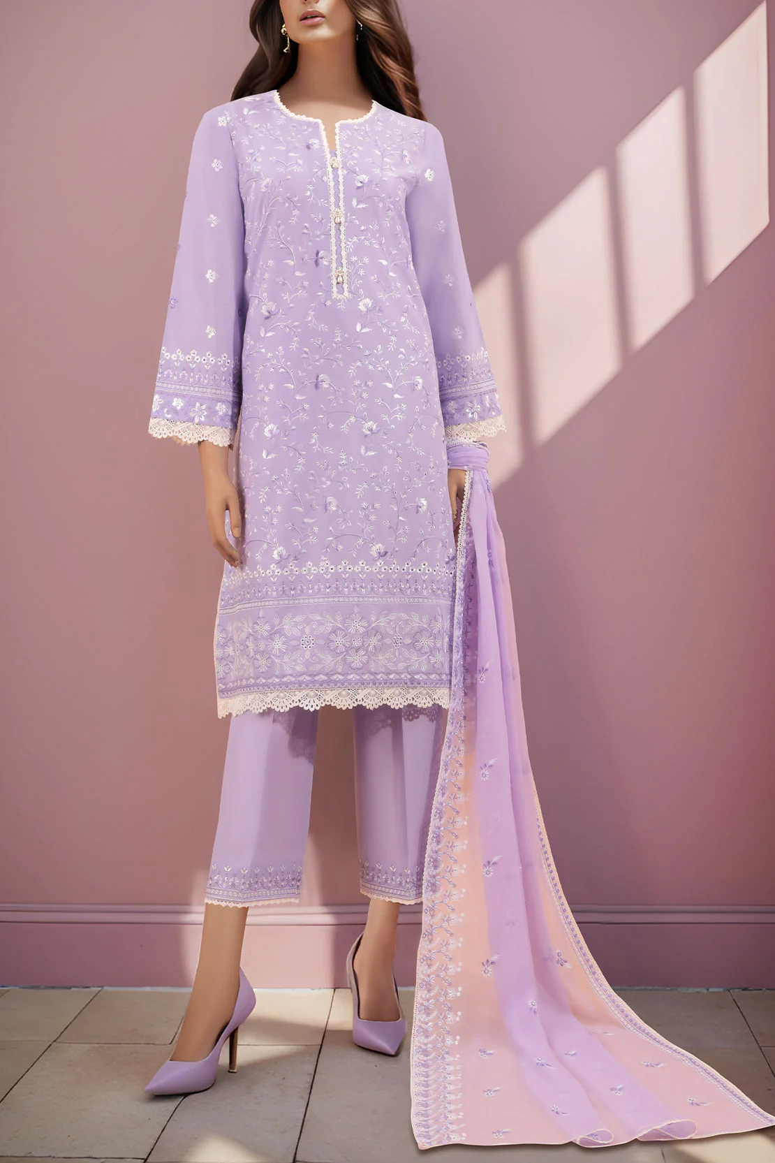 Unstitched Embroidered Cambric 2 Piece (Shirt/Trouser) - Image 2