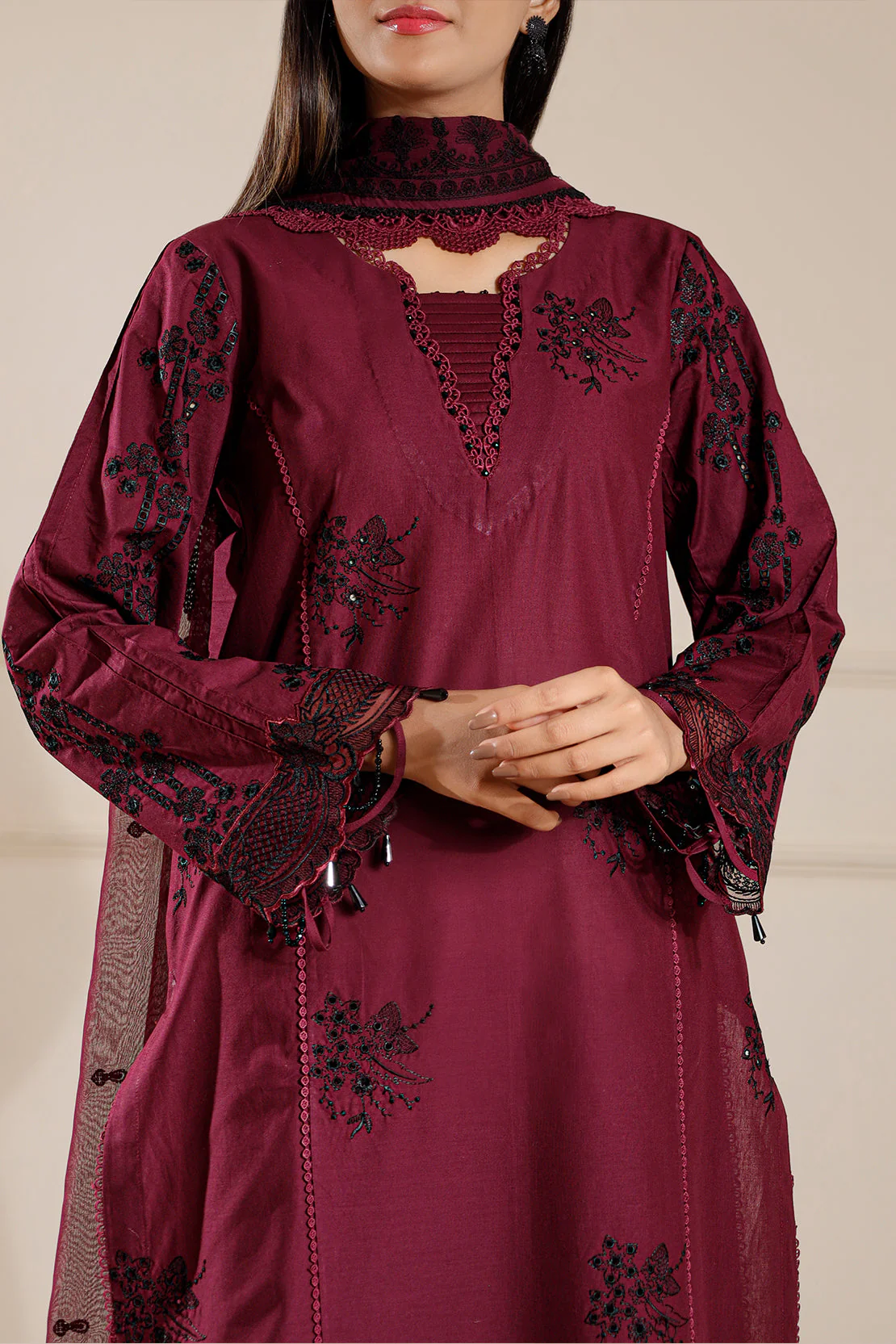 Unstitched Embroidered Cambric 2 Piece (shirt/trouser) - Image 5
