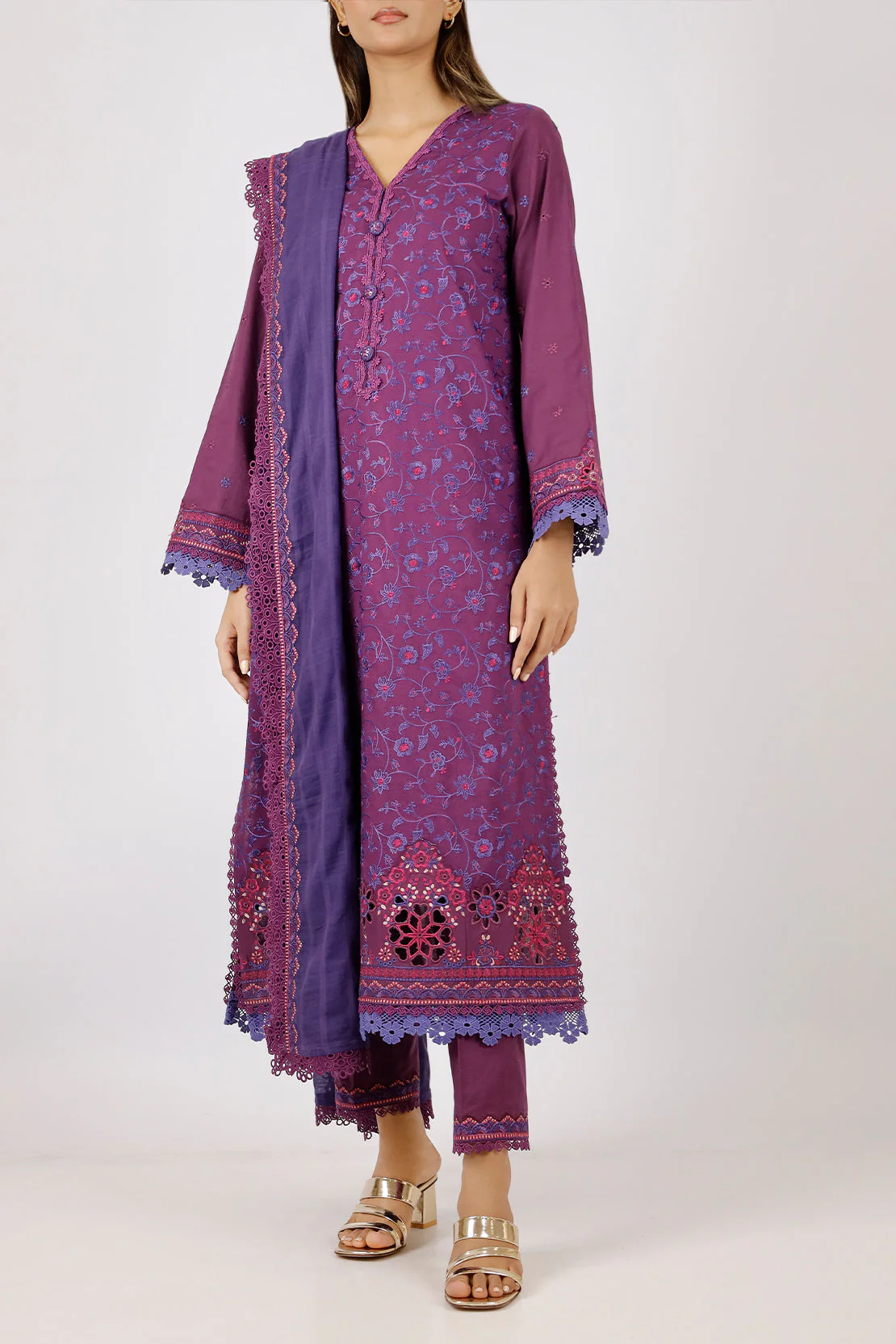 Unstitched Embroidered Cambric 3 Piece