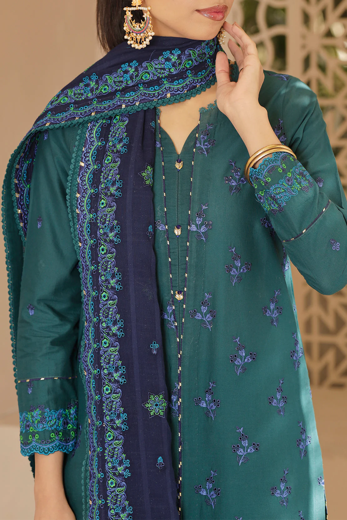 Unstitched Embroidered Cambric 3 Piece