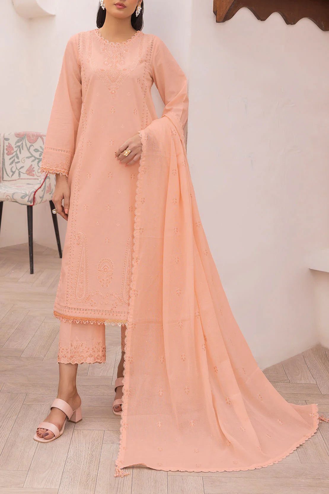 Unstitched Embroidered Cambric 3 Piece - Image 3