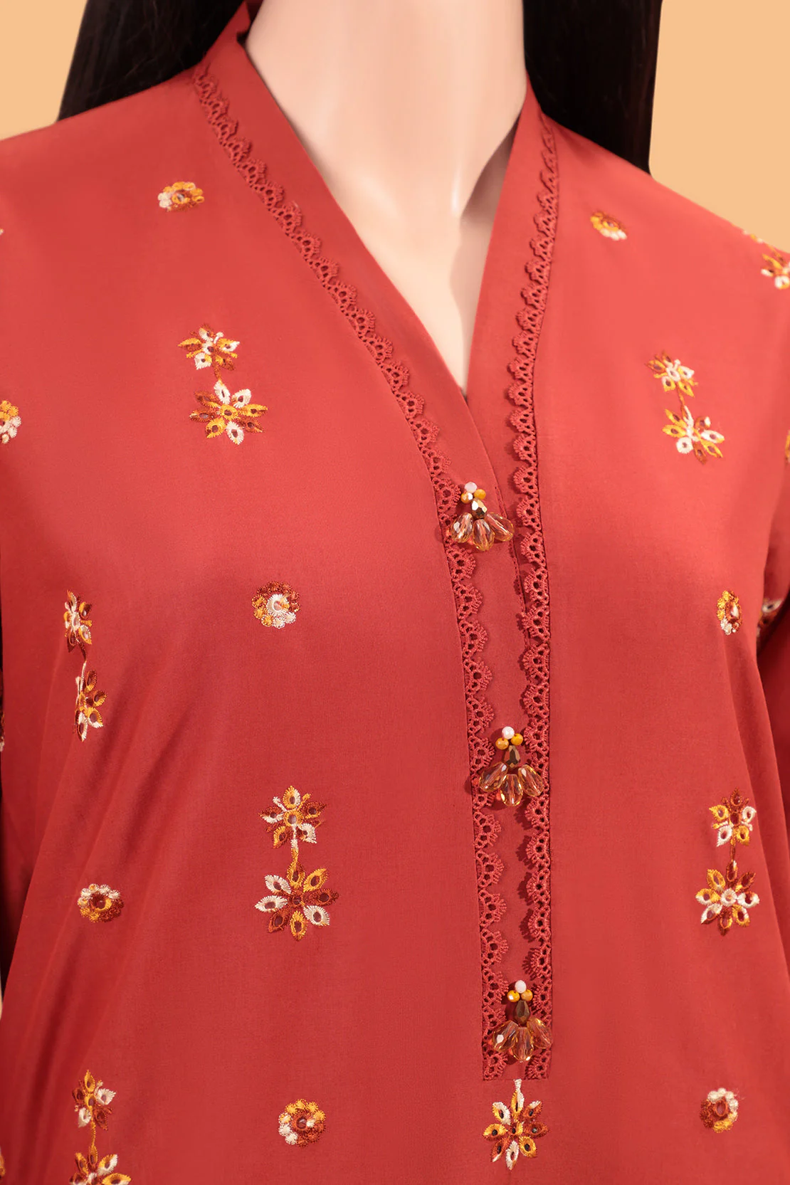 Unstitched Embroidered Cambric 3 Piece With Chiffon Dupatta - Image 4