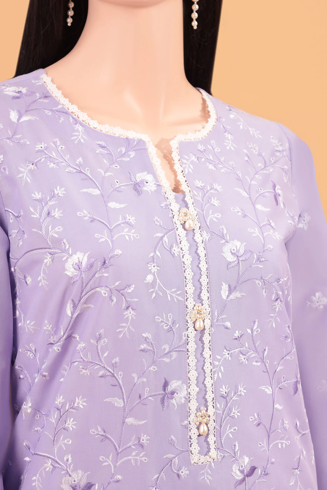 Unstitched Embroidered Cambric 3 Piece With Chiffon Dupatta - Image 4