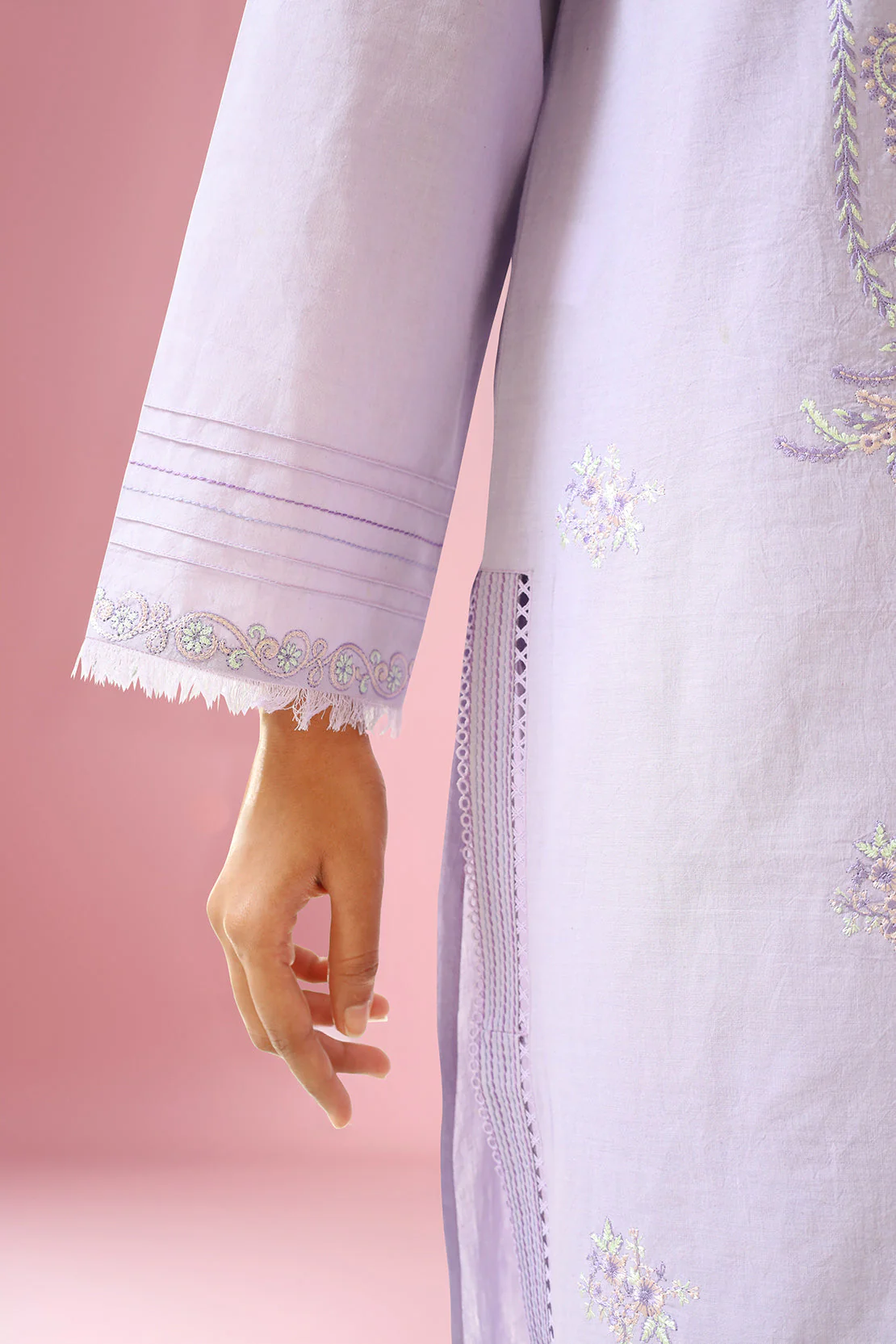 Unstitched Embroidered Cambric Shirt - Image 4