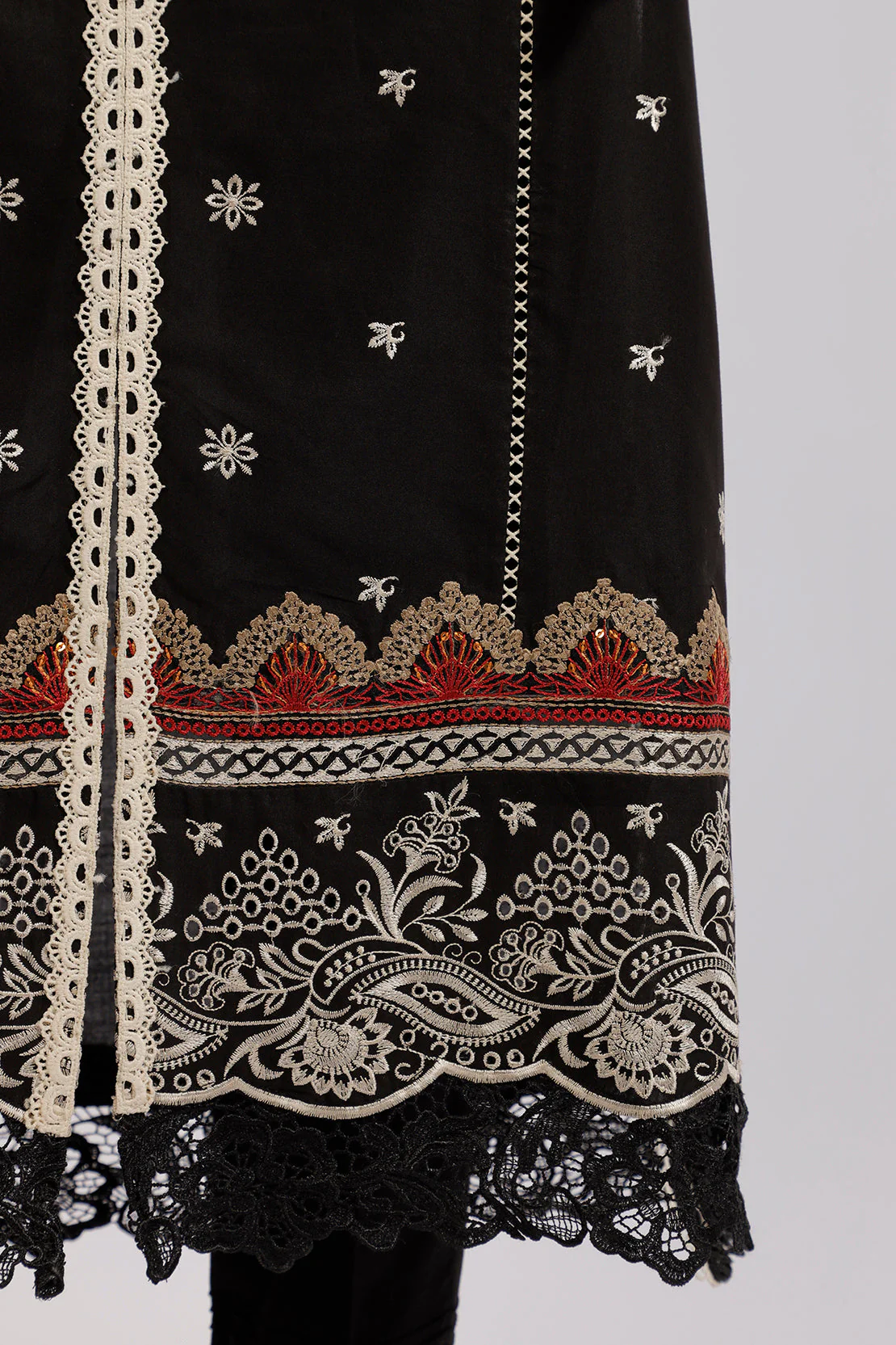 Unstitched Embroidered Chikankari Cotton 3 Piece With Chiffon Dupatta - Image 6