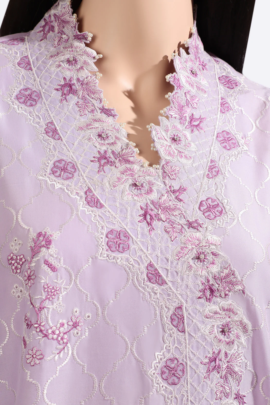 Unstitched Embroidered Chikankari Cotton 3 Piece With Chiffon Dupatta - Image 4
