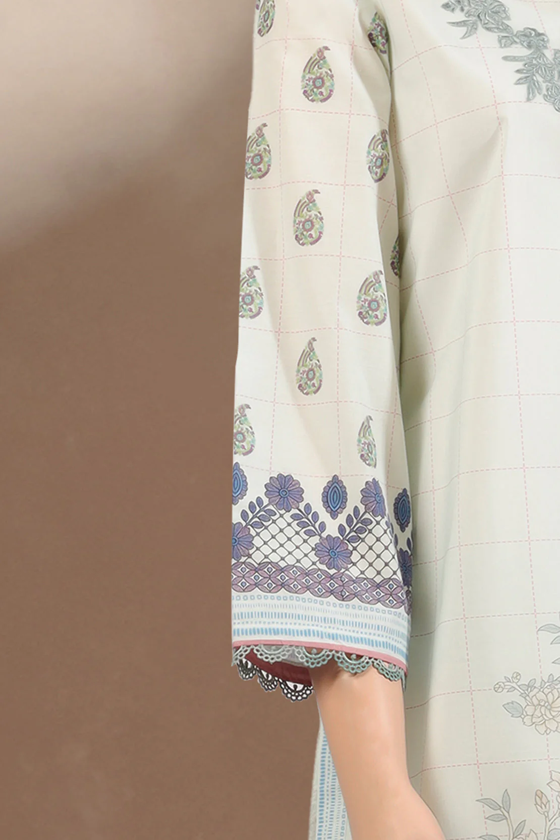 Unstitched Embroidered Cotton Filament 2 Piece (Shirt/Dupatta) - Image 3