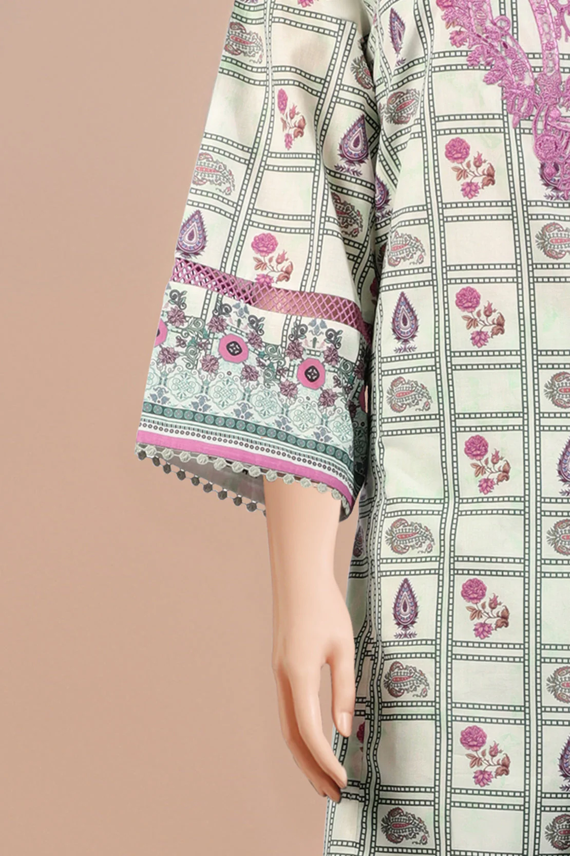 Unstitched Embroidered Cotton Filament 2 Piece (Shirt/Dupatta) - Image 3