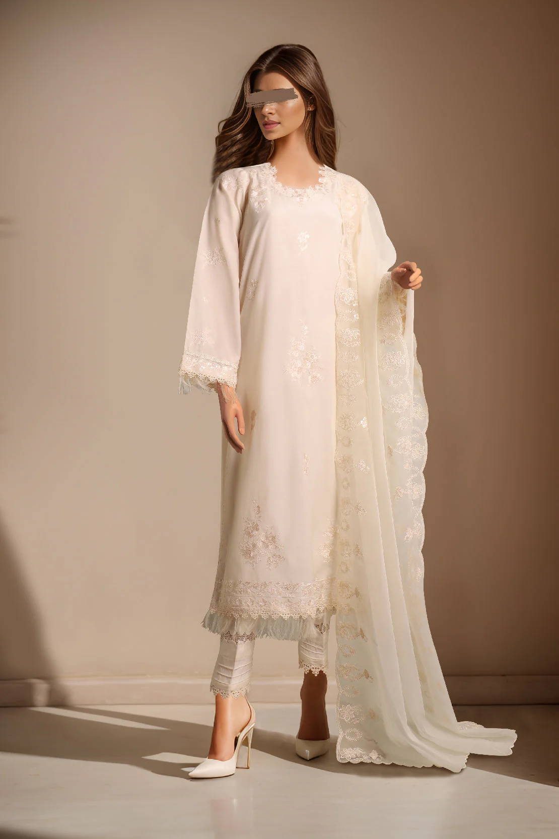 Unstitched Embroidered Cotton Filament 3 Piece