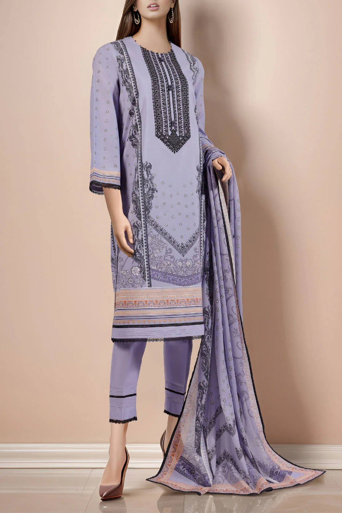 Unstitched Embroidered Cotton Filament 3 Piece - Image 2