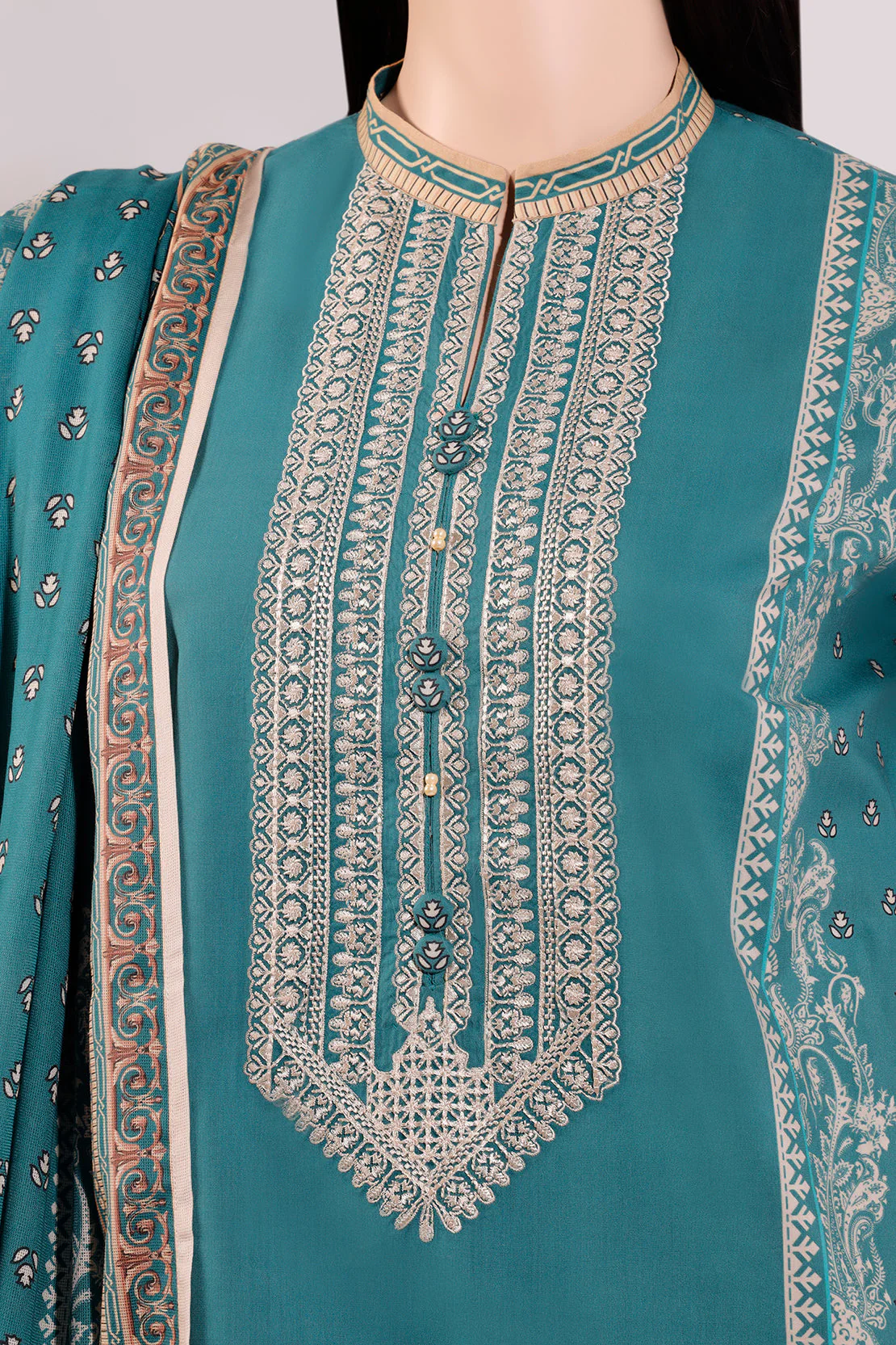 Unstitched Embroidered Cotton Filament 3 Piece - Image 4