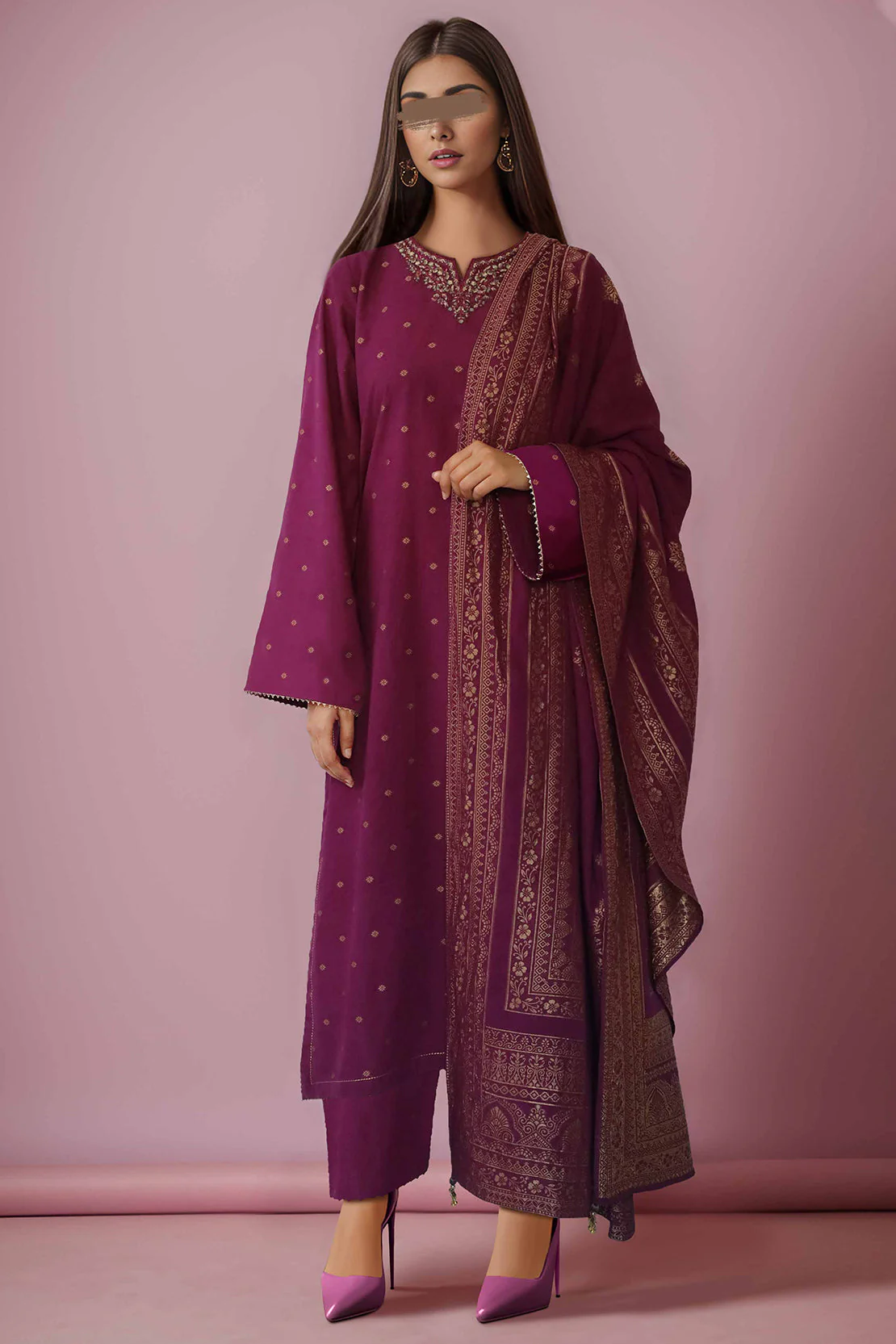Unstitched Embroidered Cotton Jacquard 2 Piece (Shirt/Trouser)